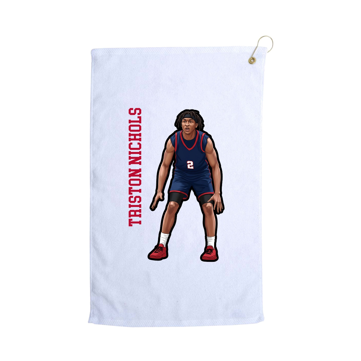 Golf Towel — Name Vertical in White