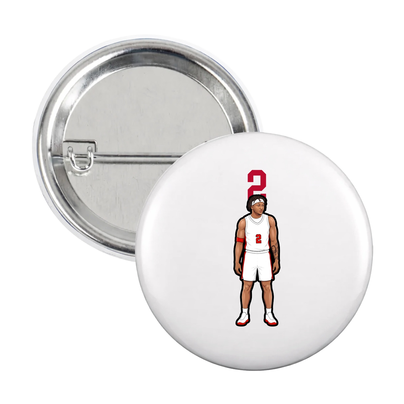 Game Day Button — Number Top in White