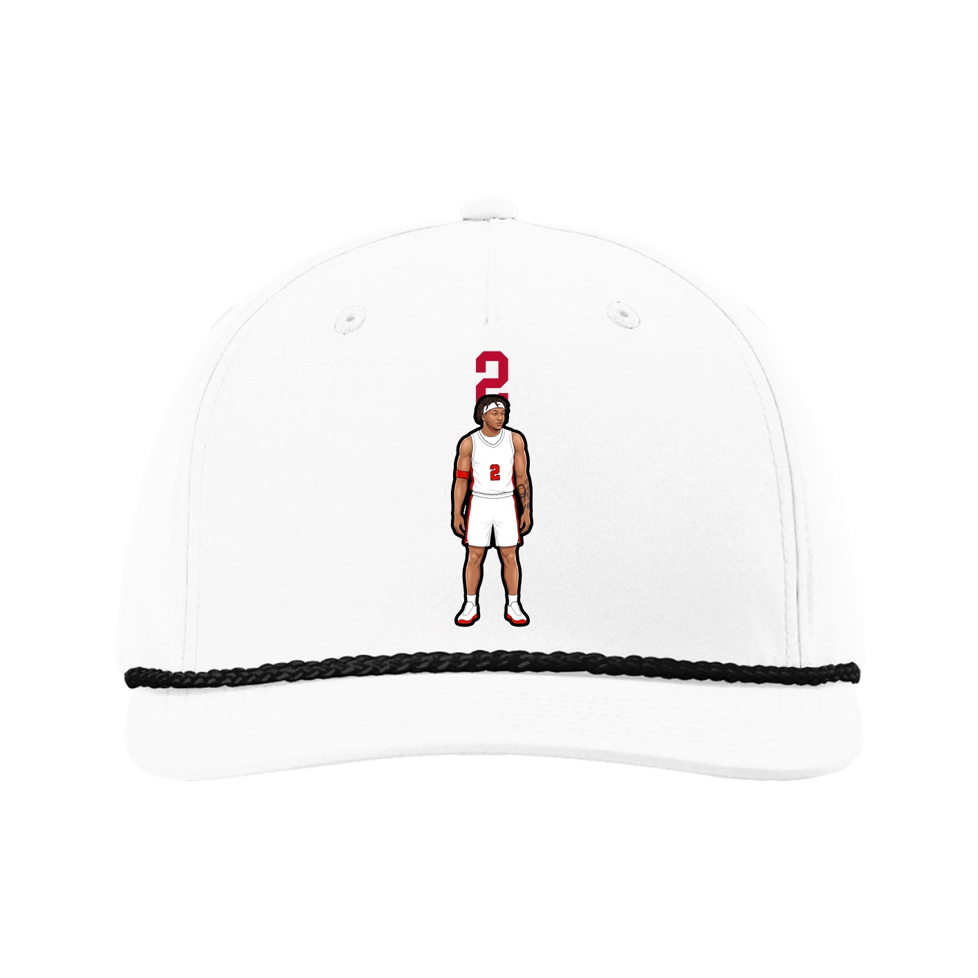 Five-Panel Classic Rope Cap — Number Top in White