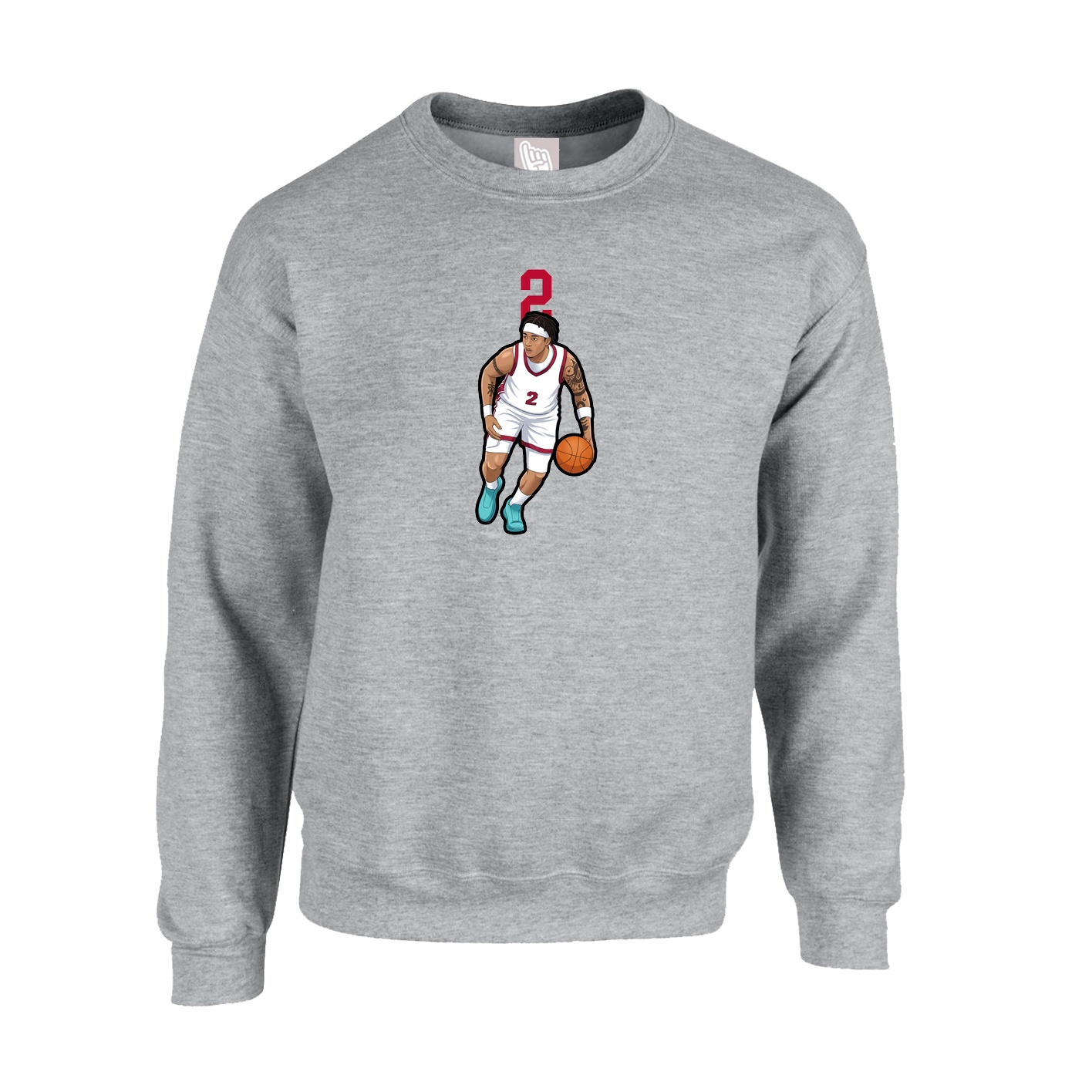 Fleece Crew — Number Top in Grey
