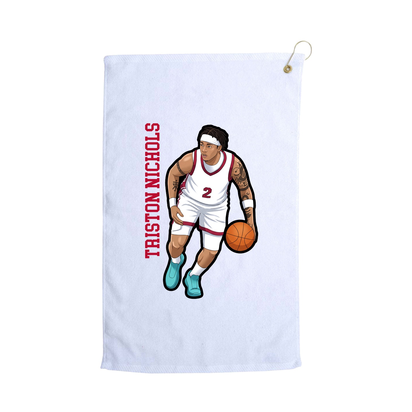 Golf Towel — Name Vertical in White