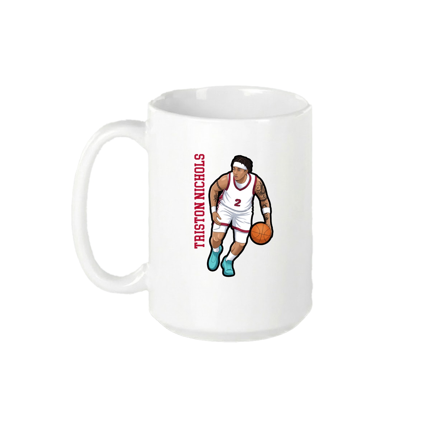 15oz Coffee Mug — Name Vertical in White