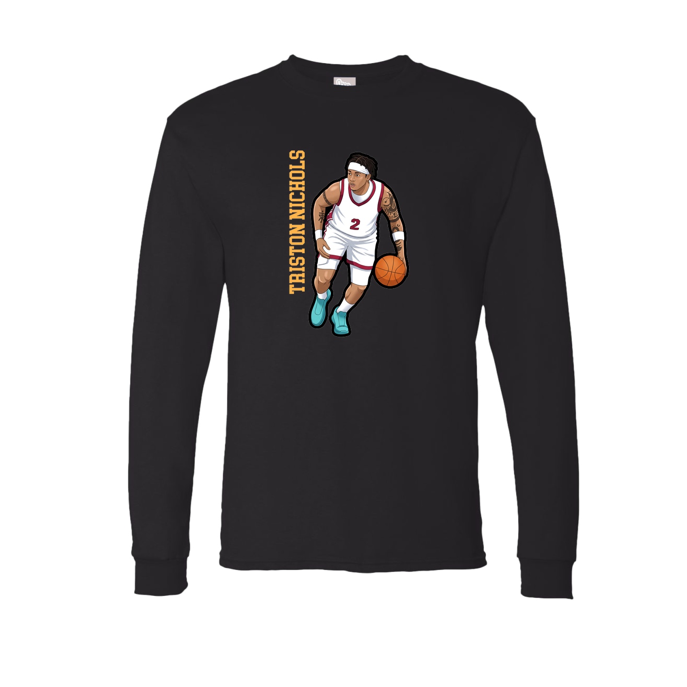 Long Sleeve Tee — Name Vertical in Black