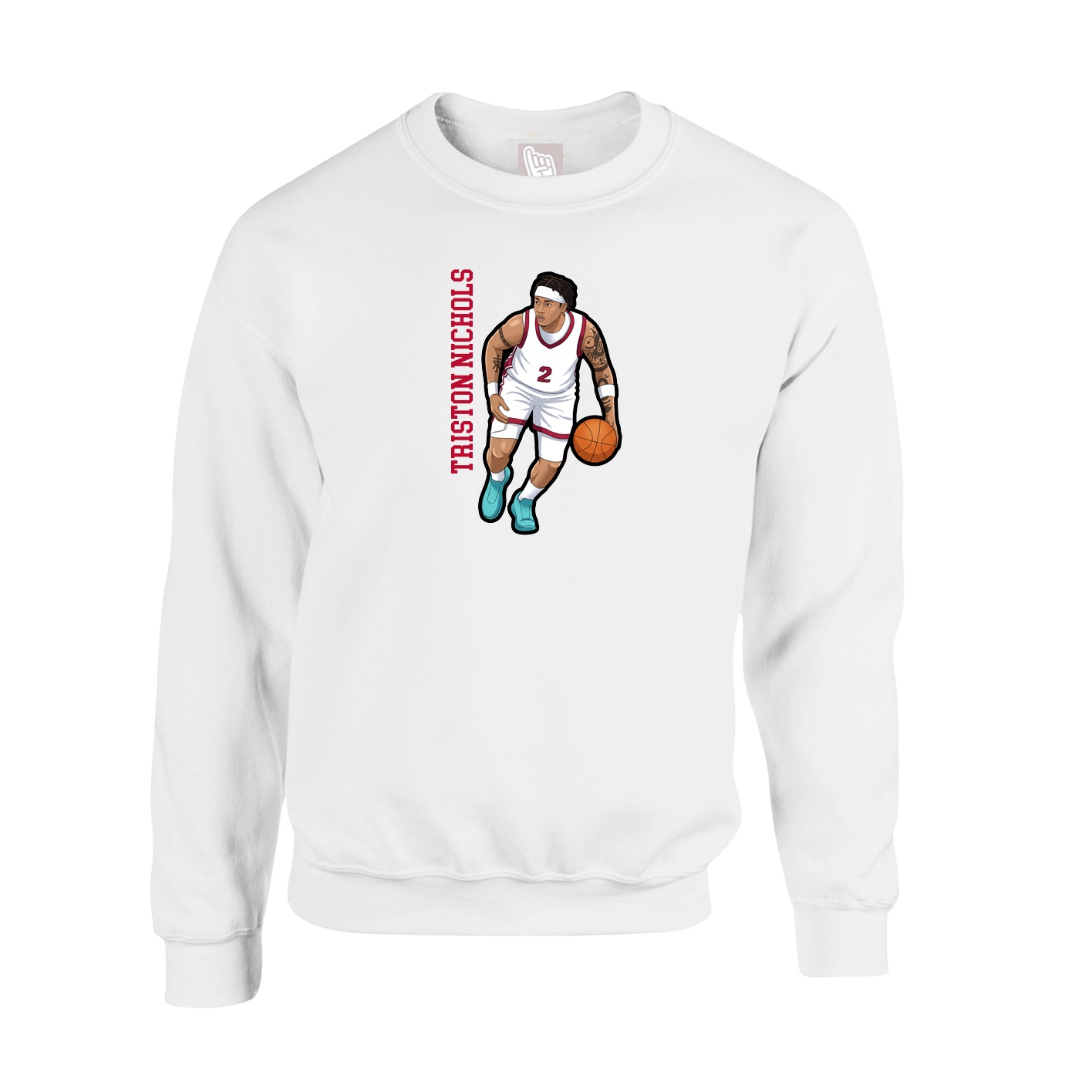 Fleece Crew — Name Vertical in White