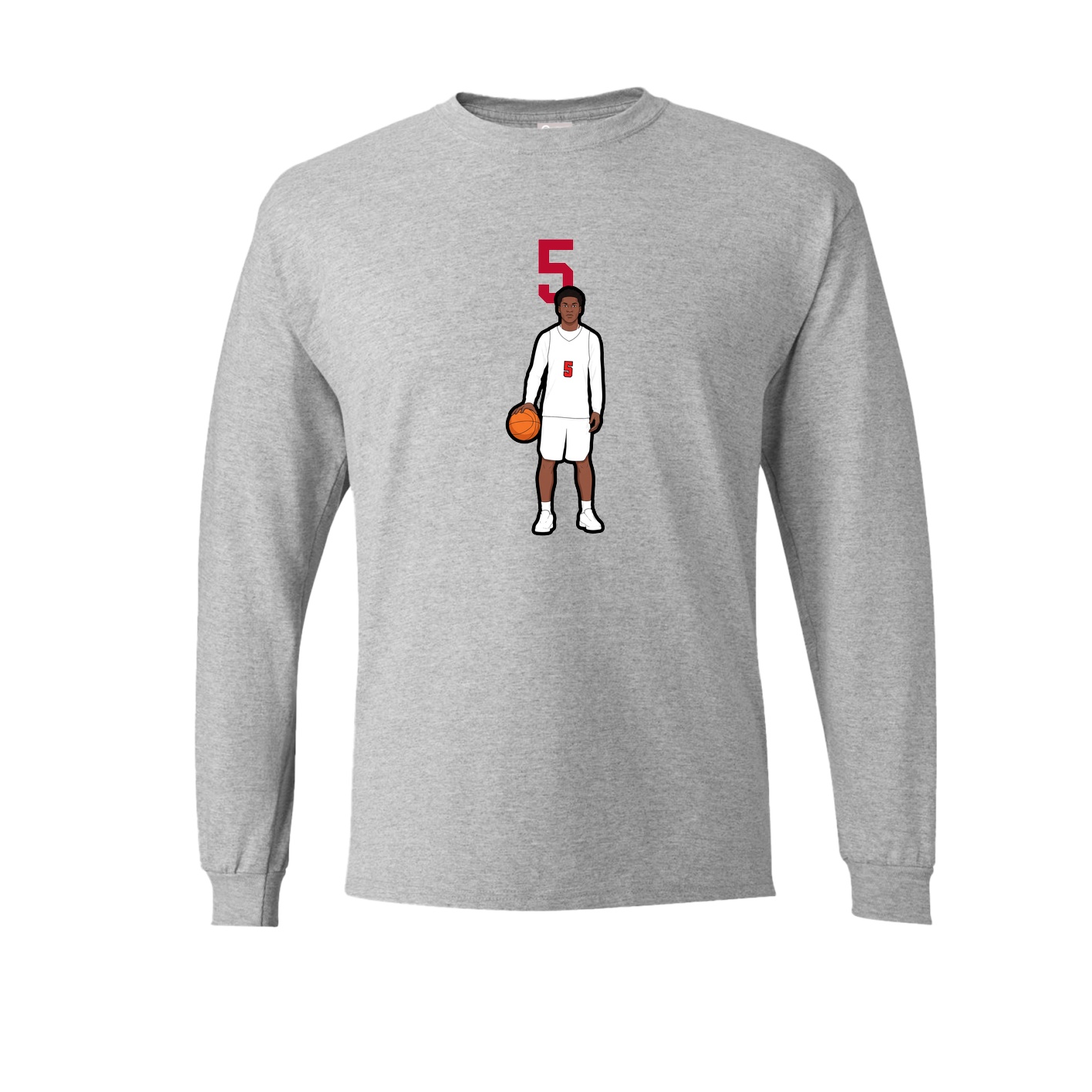 Long Sleeve Tee — Number Top in Grey