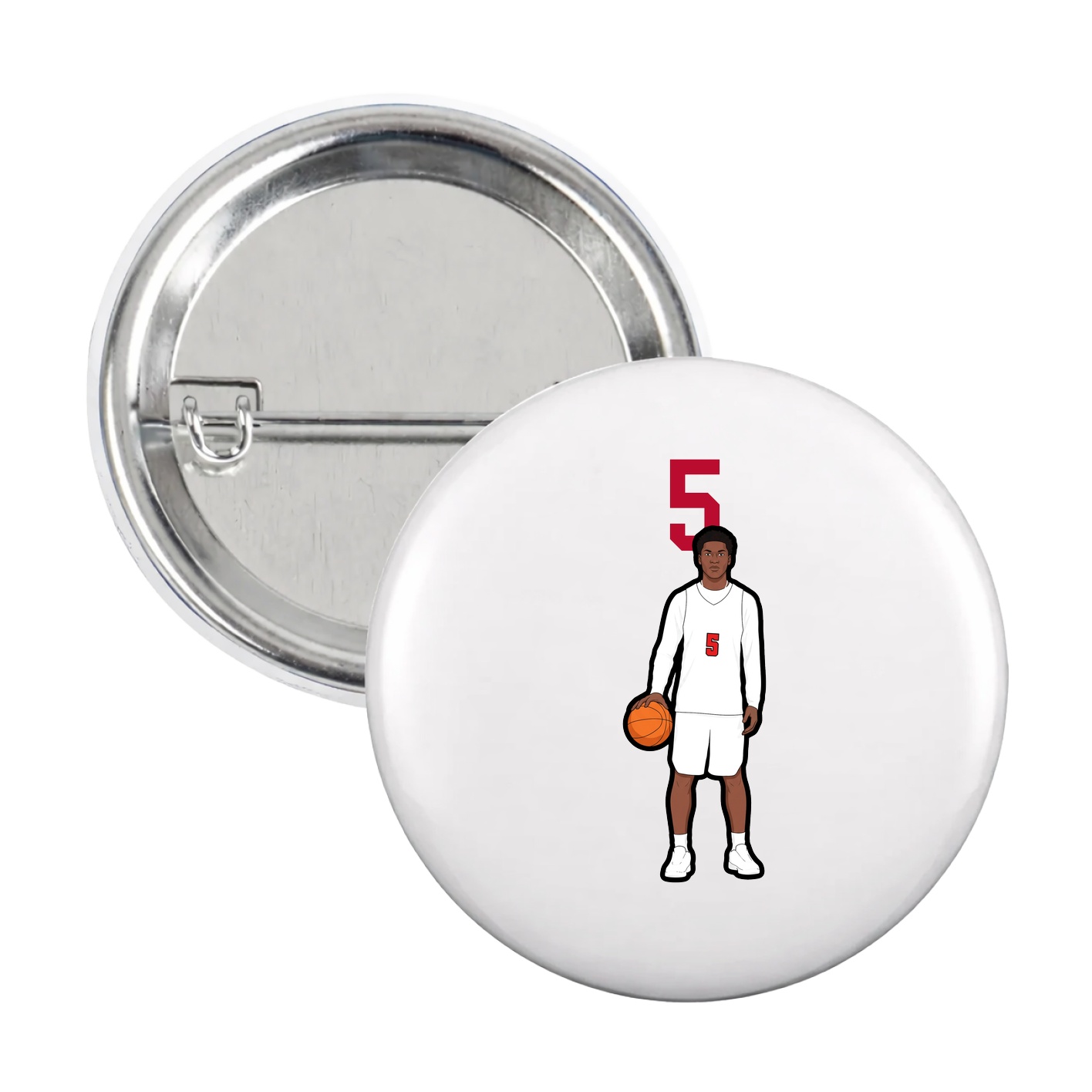 Game Day Button — Number Top in White