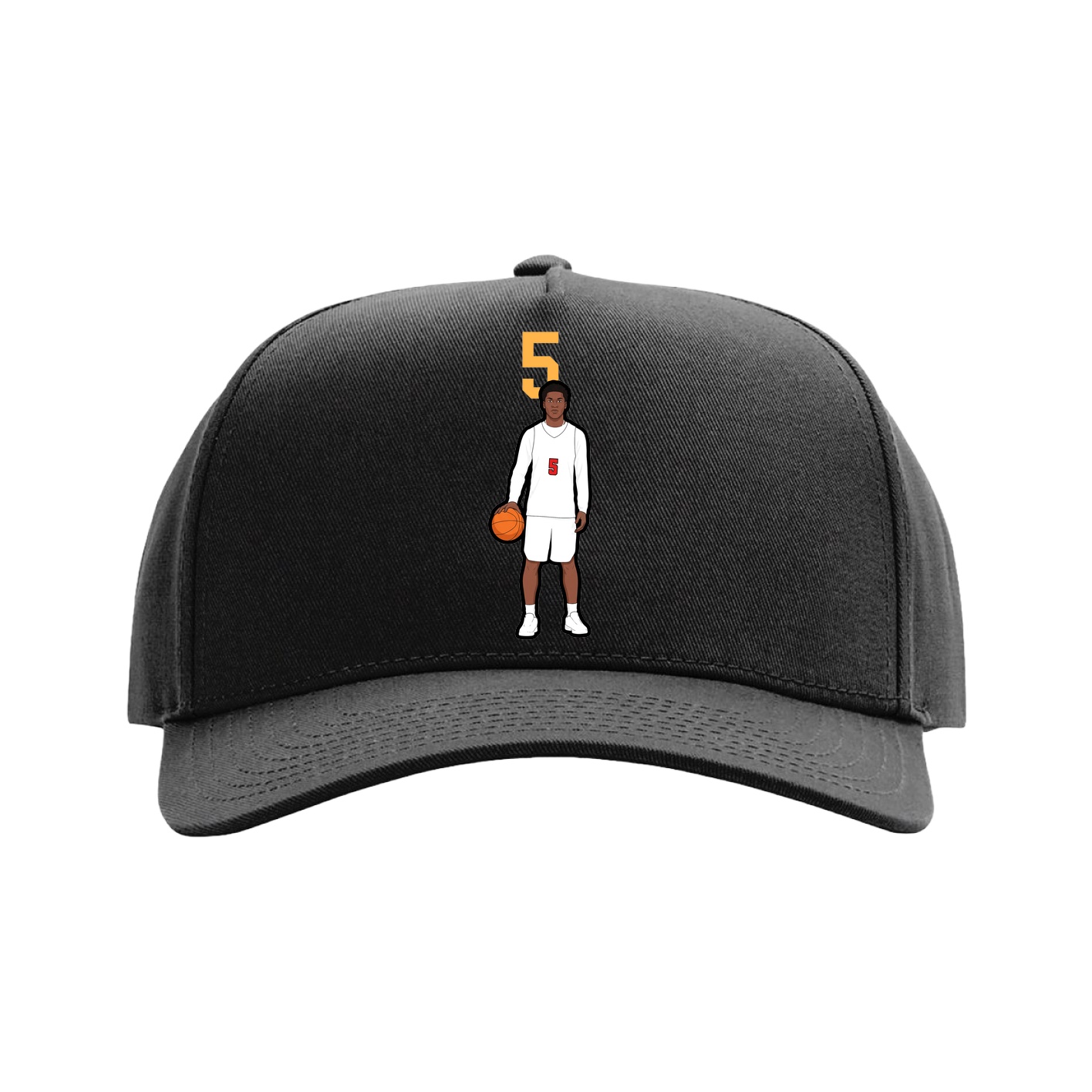 Full Fabric Five-Panel Champ Cap — Number Top in Black