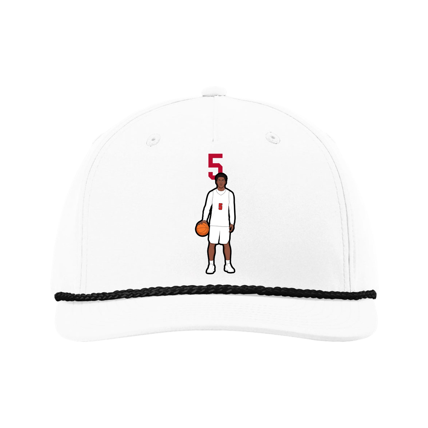 Five-Panel Classic Rope Cap — Number Top in White