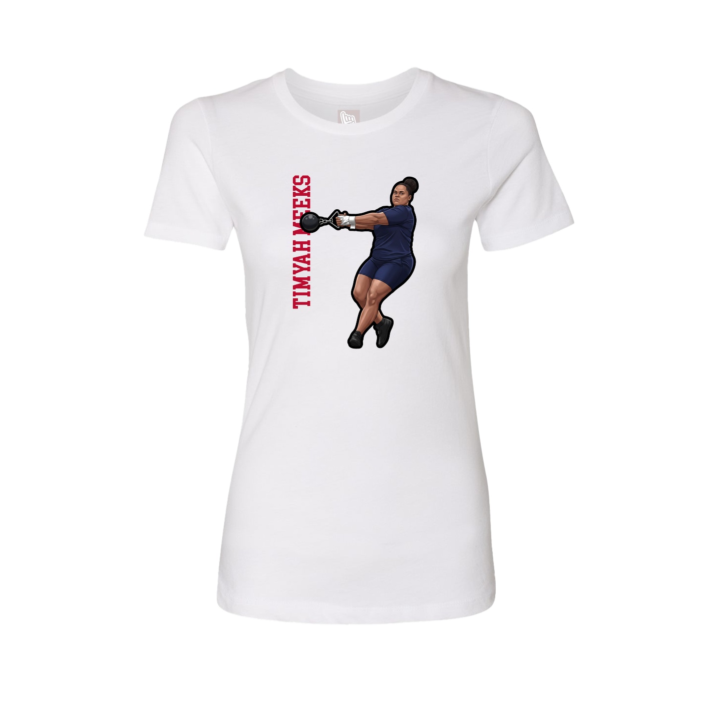 Womens Tee — Name Vertical in White