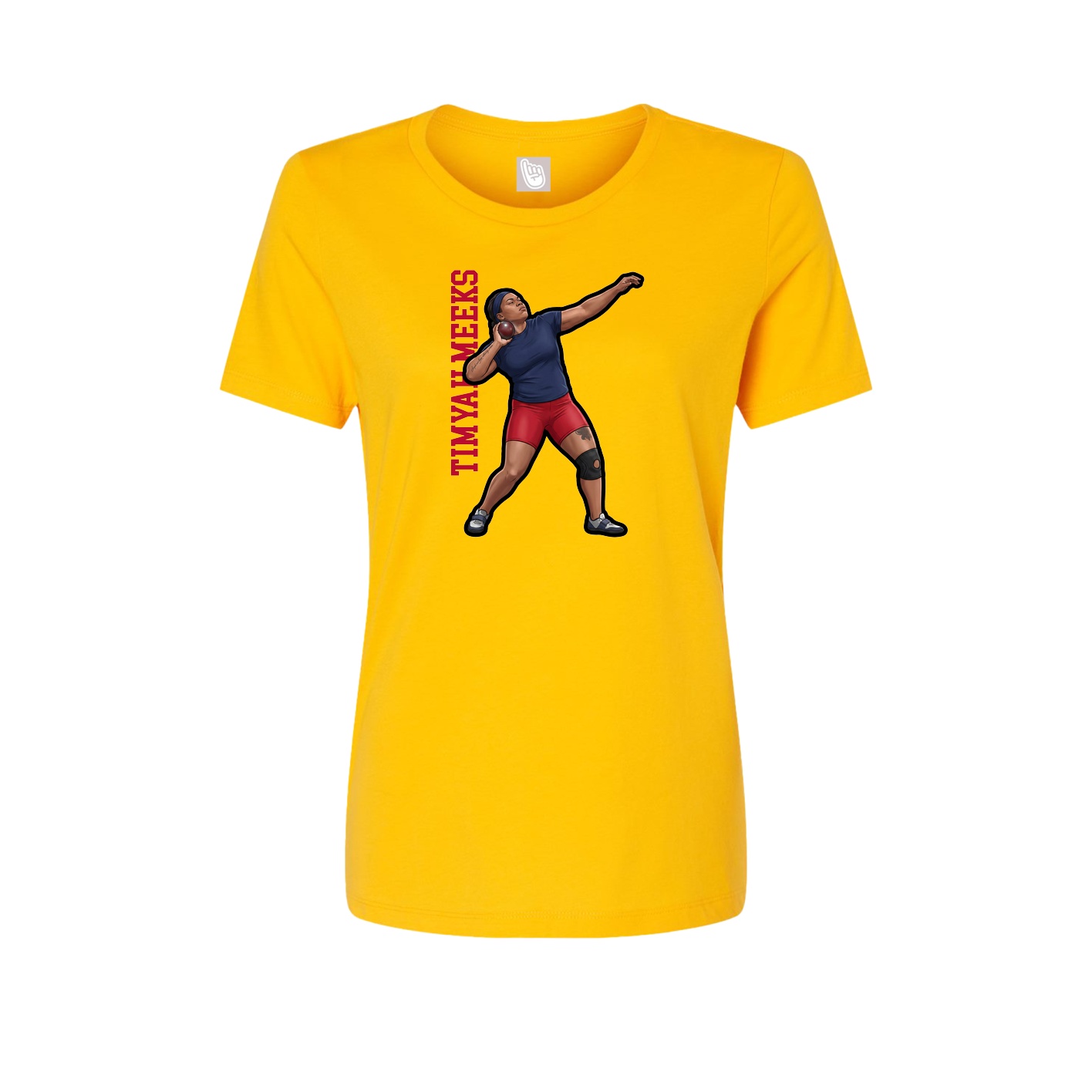 Fitted Women's Tee — Name Vertical in Gold