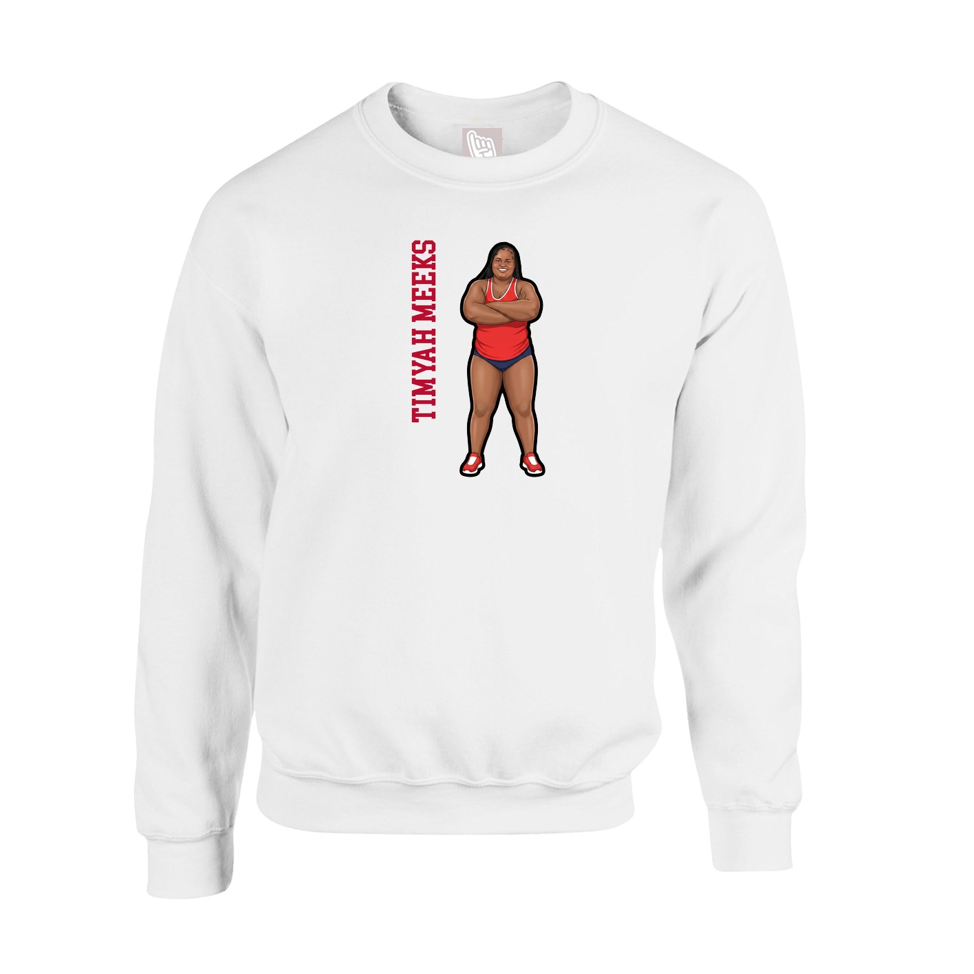 Fleece Crew — Name Vertical in White