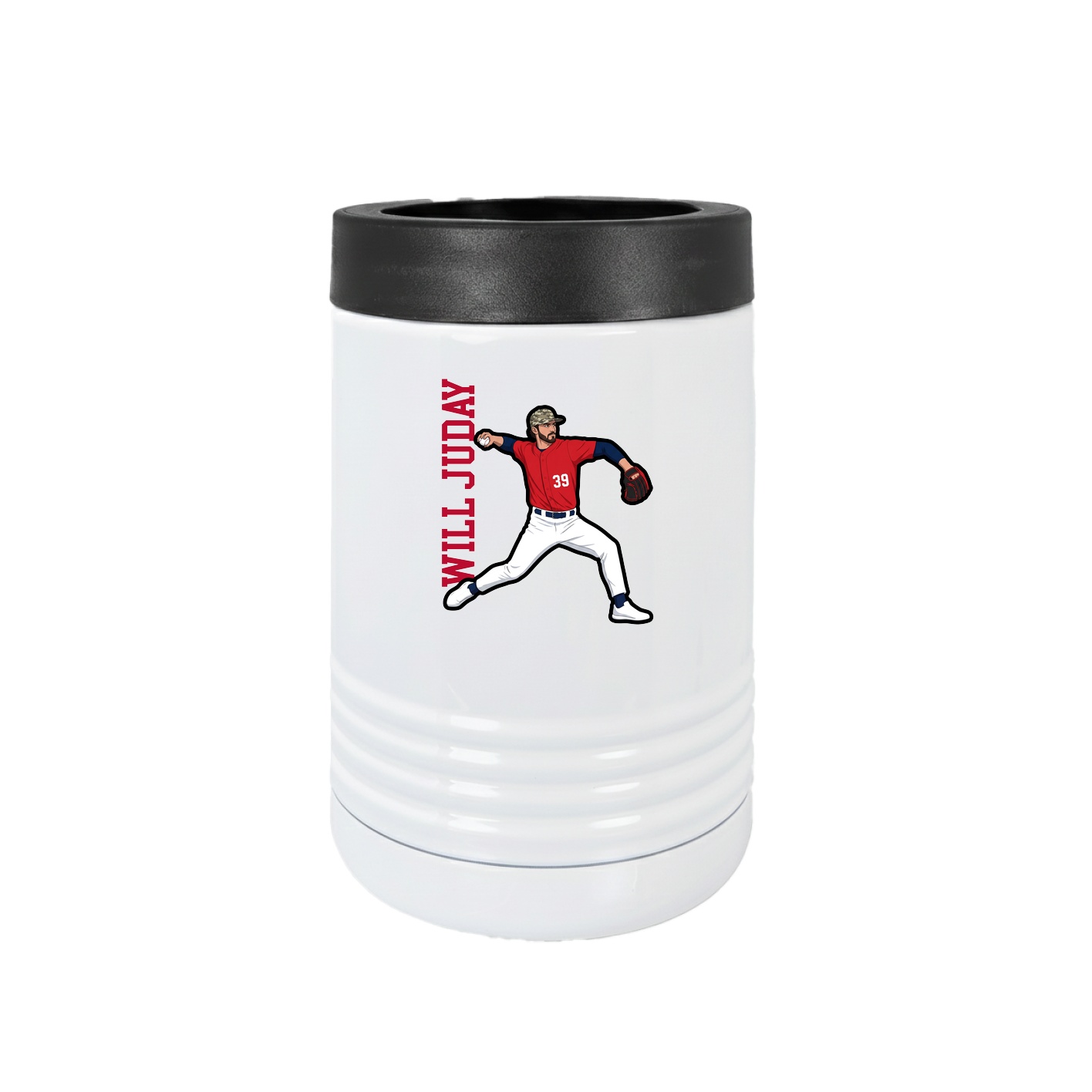 Beverage Holder — Name Vertical in White
