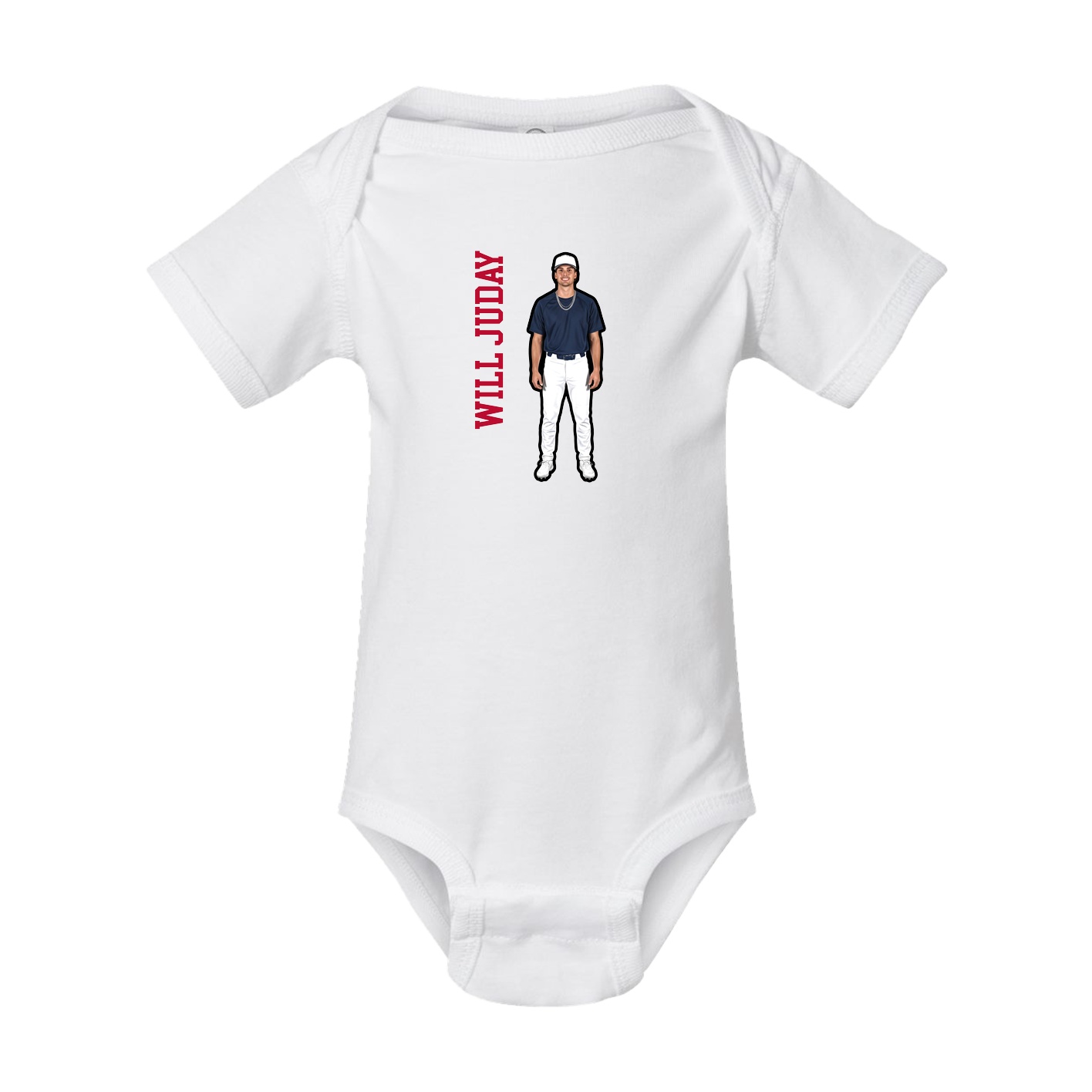 Baby Onesie — Name Vertical in White