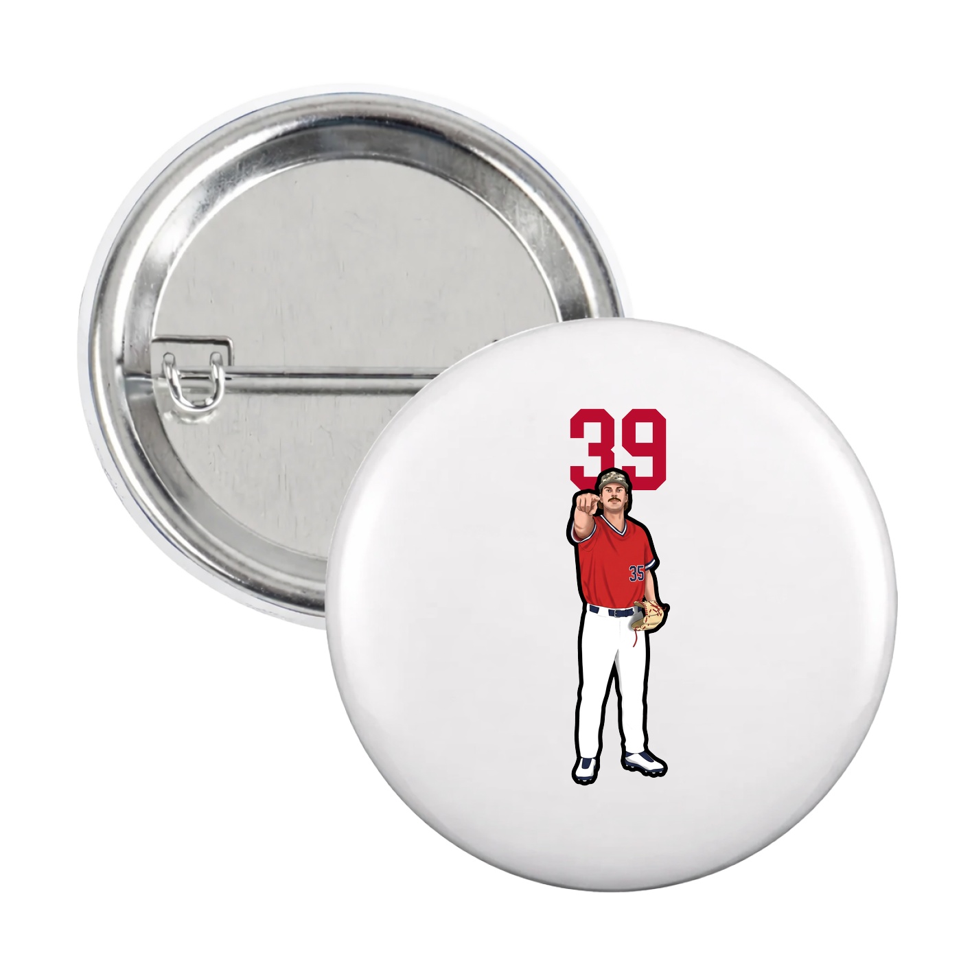 Game Day Button — Number Top in White
