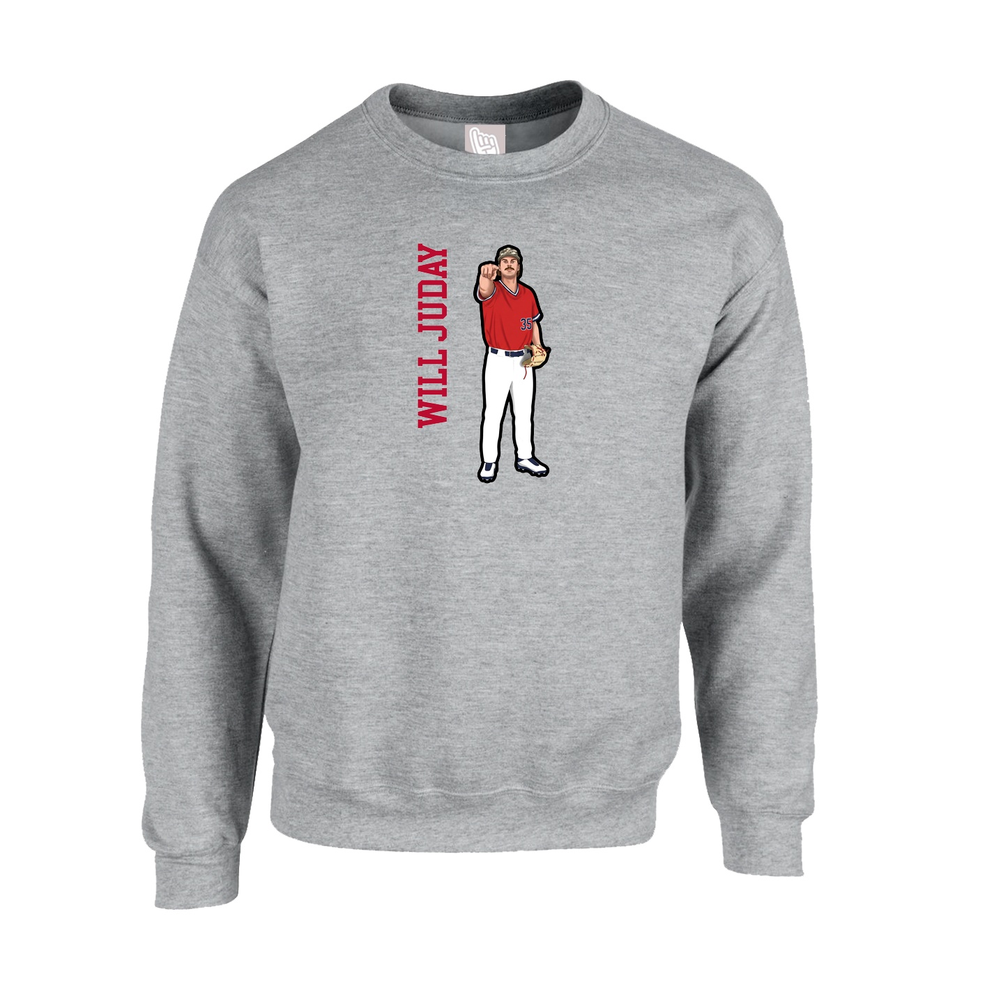 Fleece Crew — Name Vertical in Grey