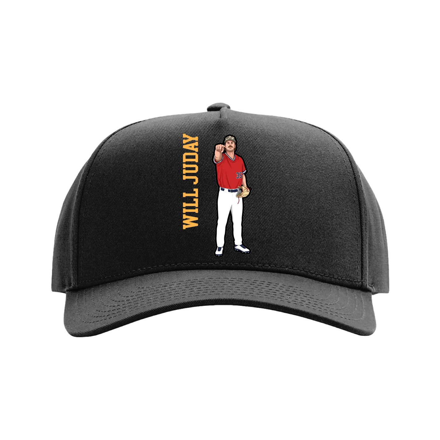 Full Fabric Five-Panel Champ Cap — Name Vertical in Black