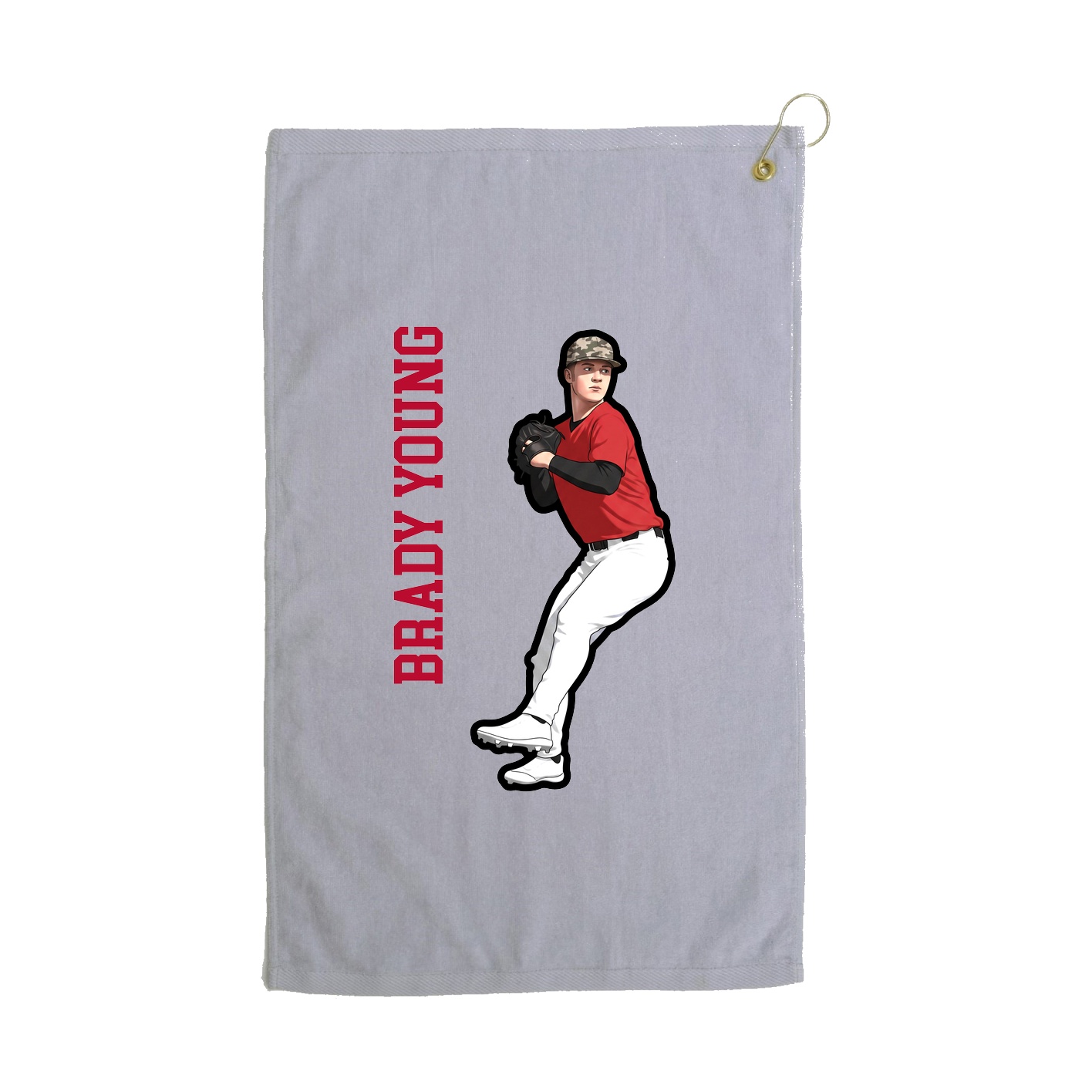 Golf Towel — Name Vertical in Grey
