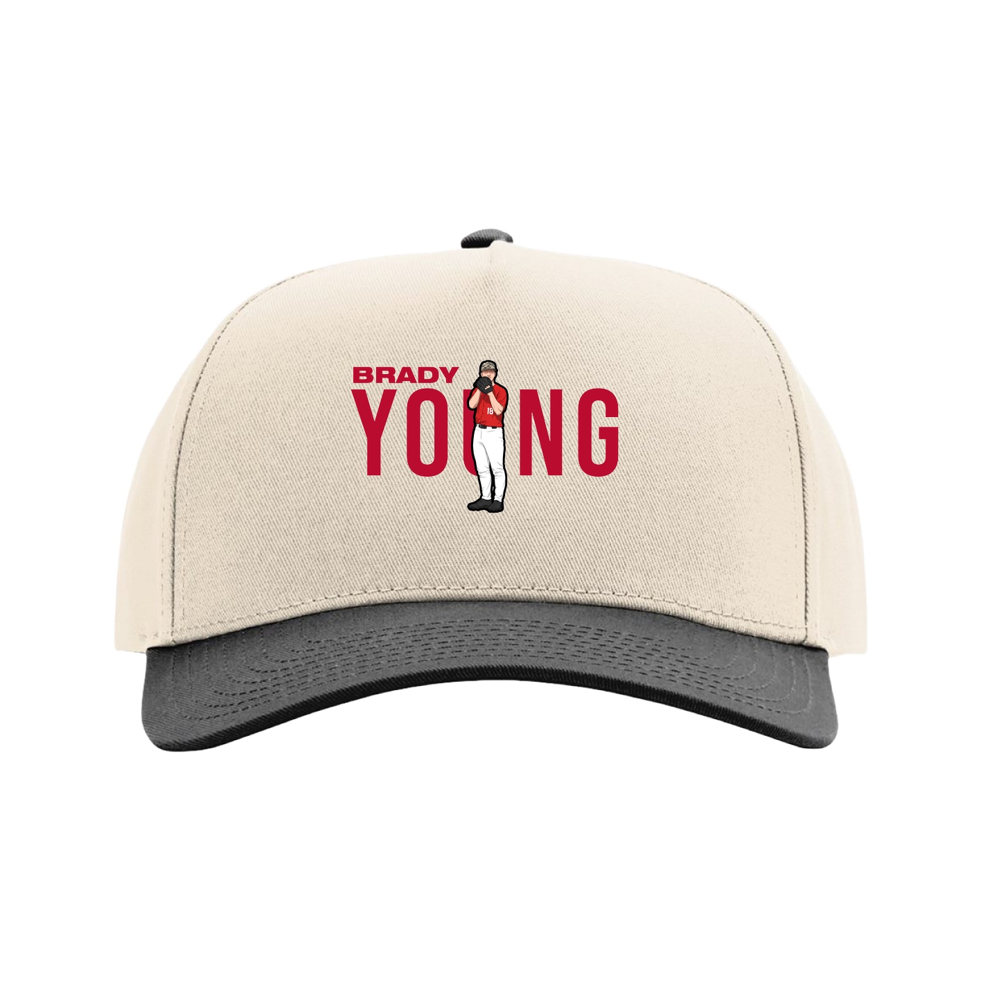 Full Fabric Five-Panel Champ Cap — Player Name in Cream/Black
