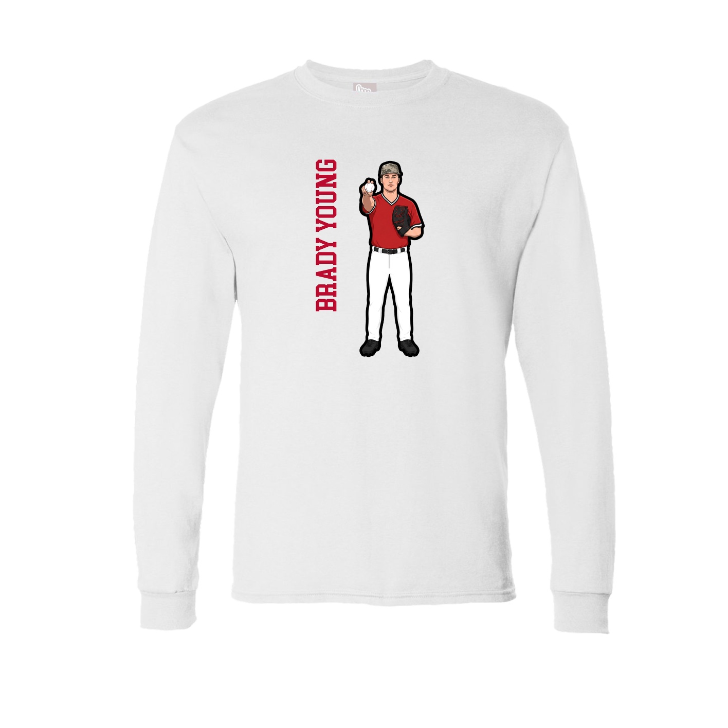 Long Sleeve Tee — Name Vertical in White