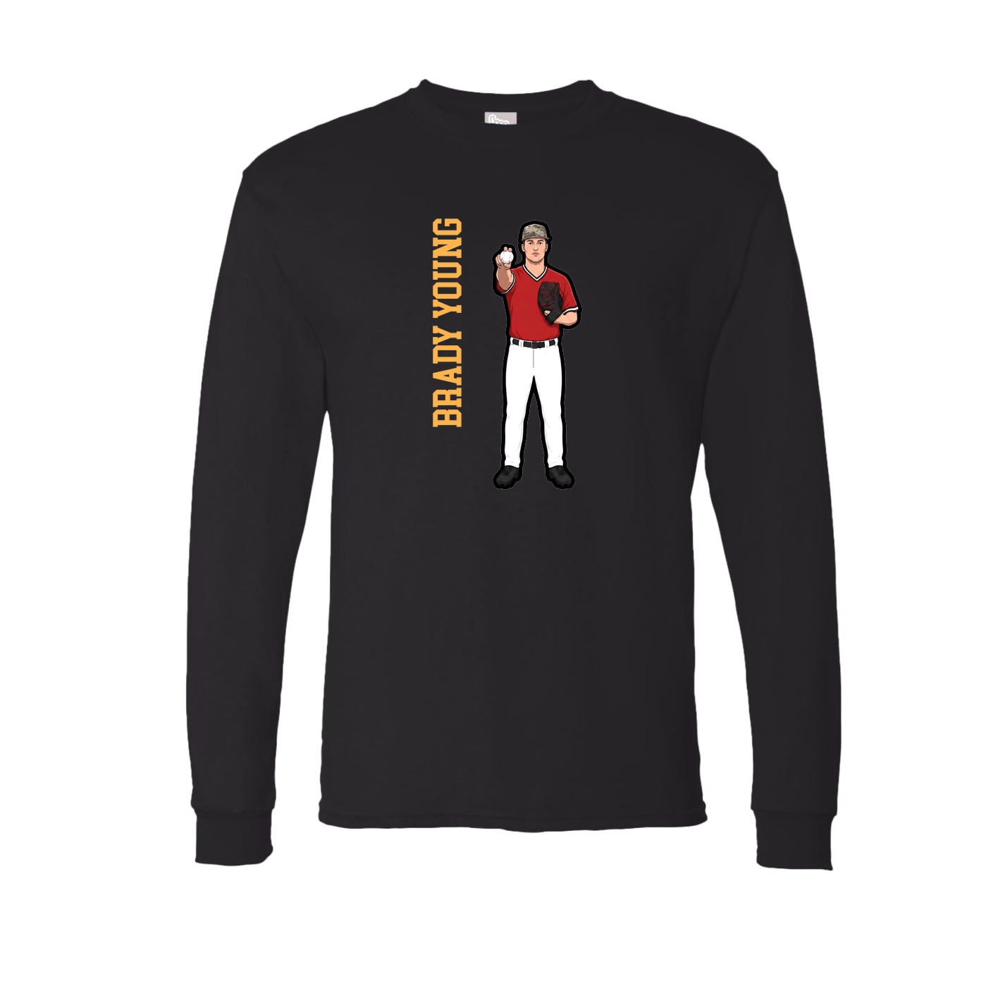 Long Sleeve Tee — Name Vertical in Black