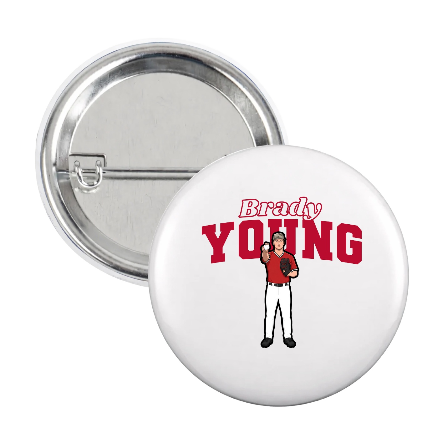 Game Day Button — Name Arch in White
