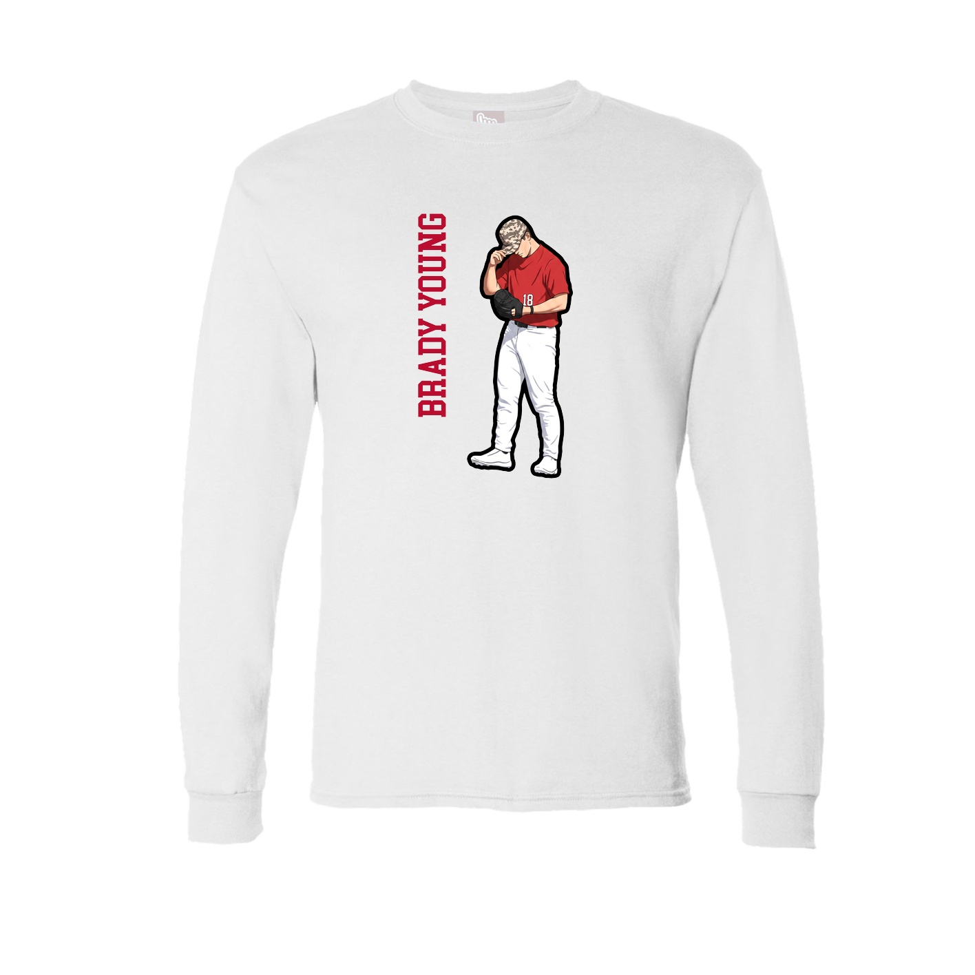 Long Sleeve Tee — Name Vertical in White