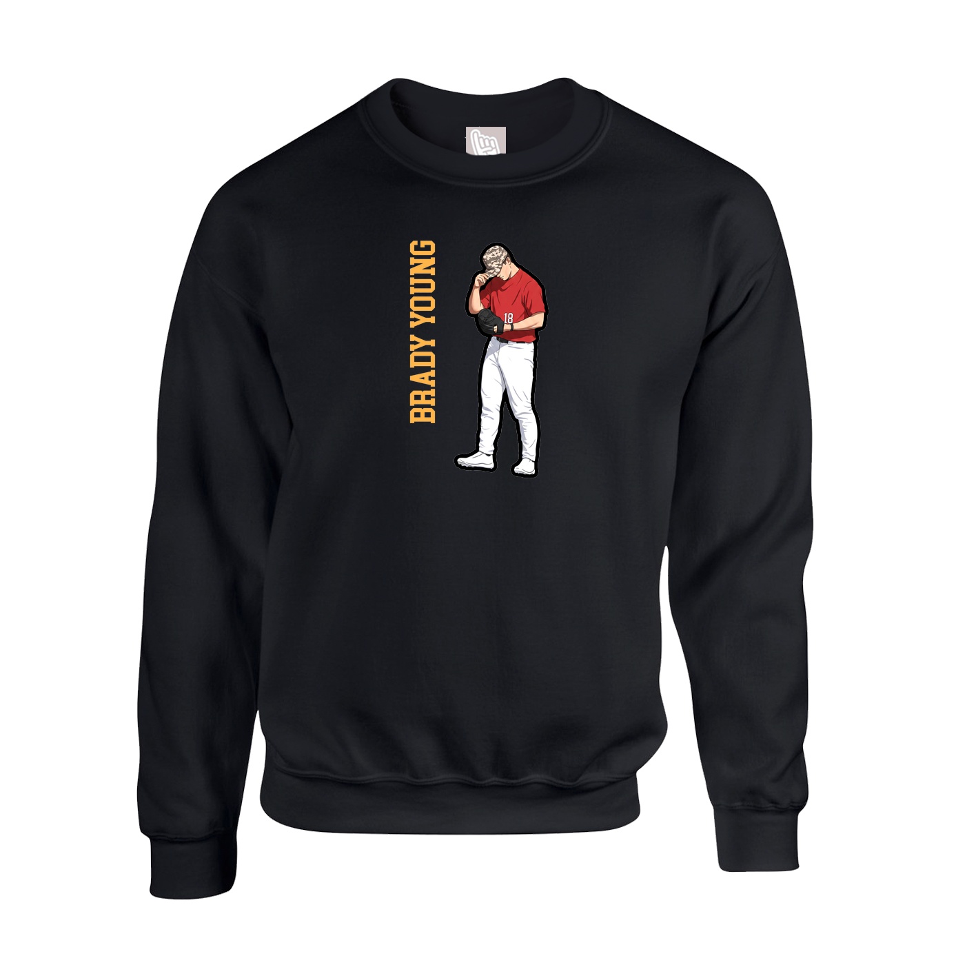 Fleece Crew — Name Vertical in Black