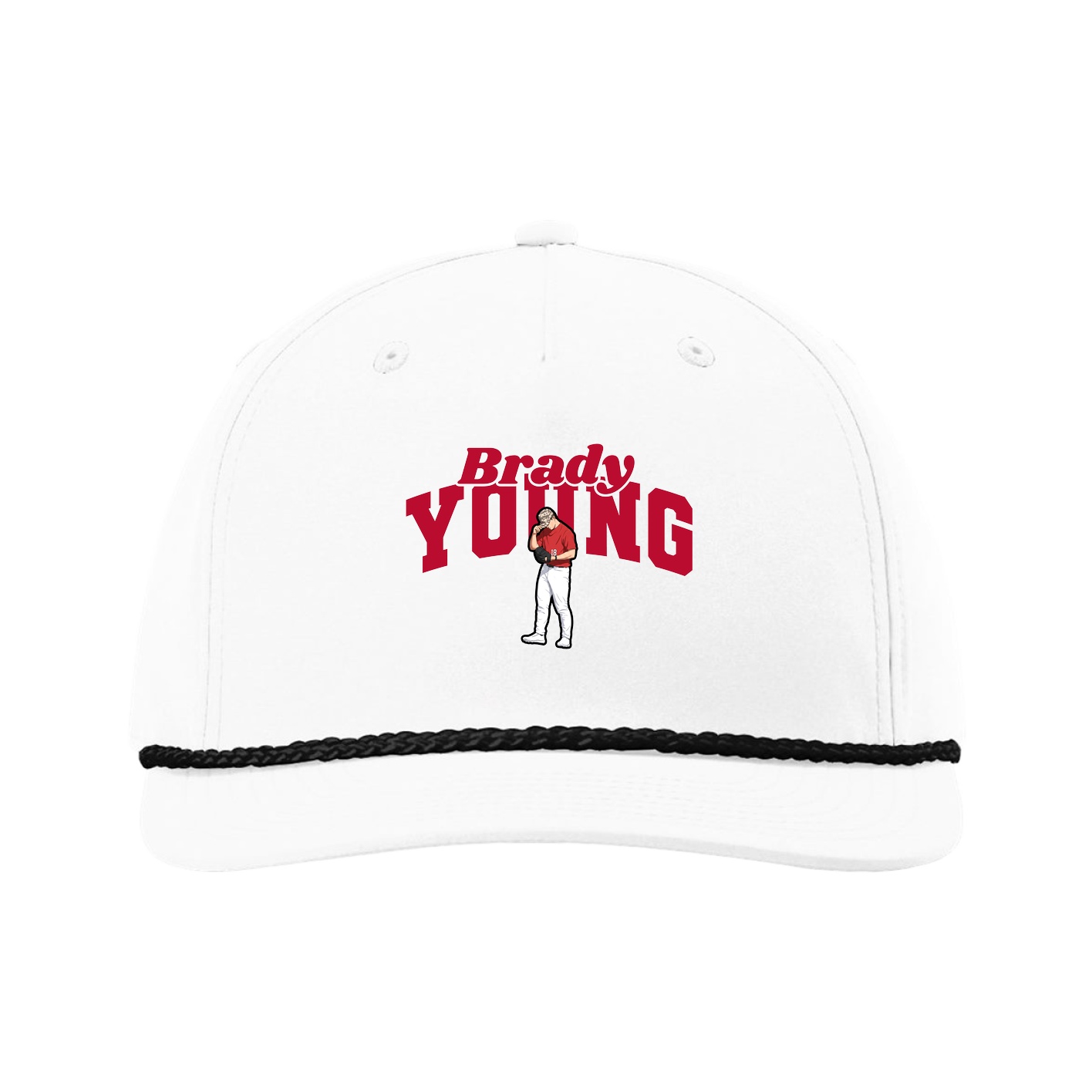 Five-Panel Classic Rope Cap — Signature Arch in White