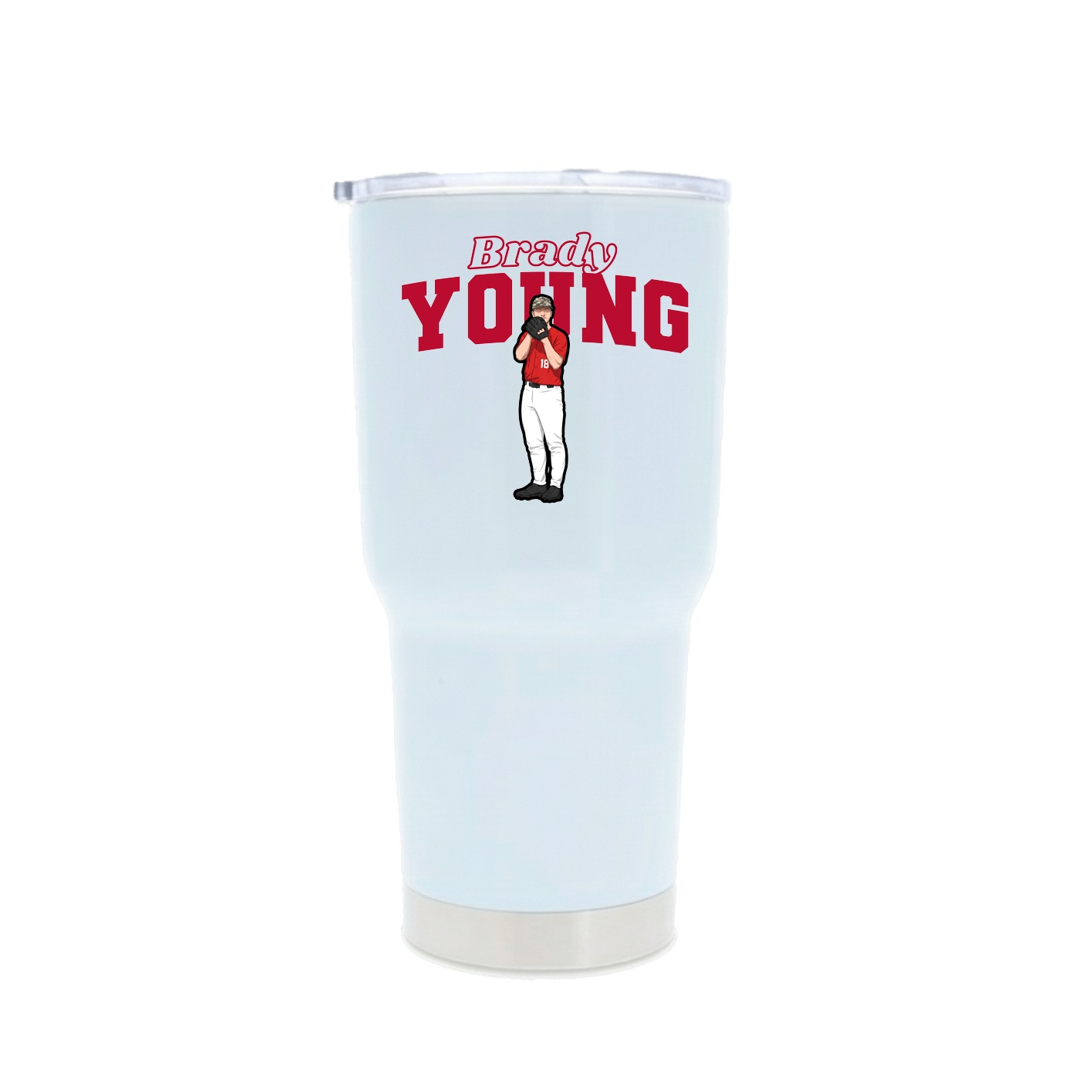 30oz Stainless Steel Tumbler — Name Arch in White