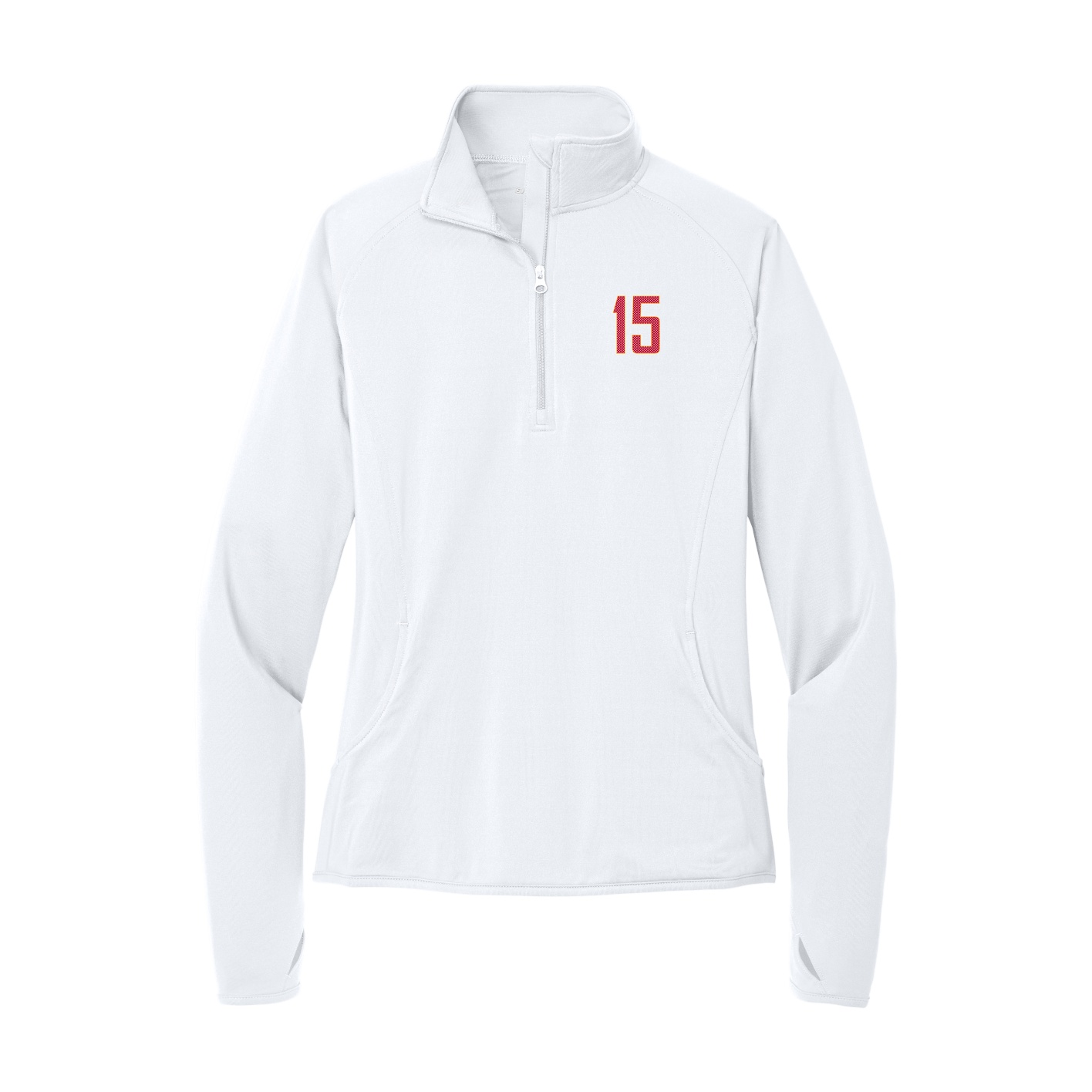 Women's Q-Zip Pullover — Front Shirsy in White