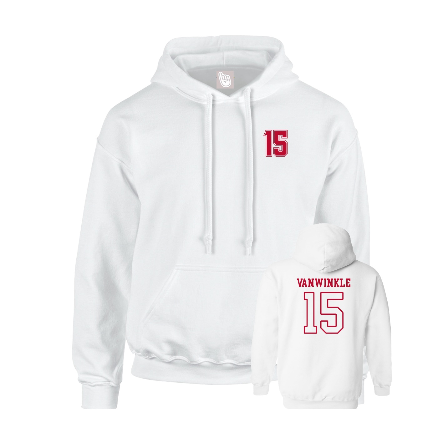 Youth Hoodie — Chest Back in White