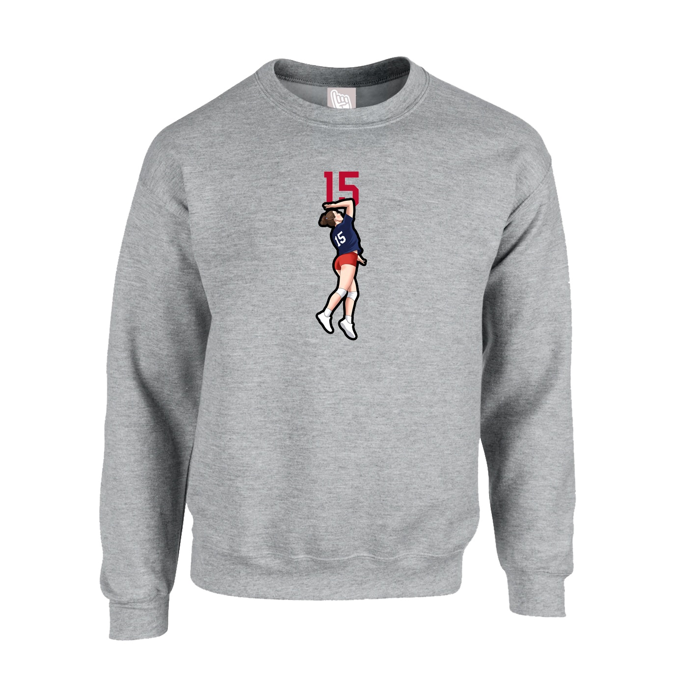 Fleece Crew — Number Top in Grey