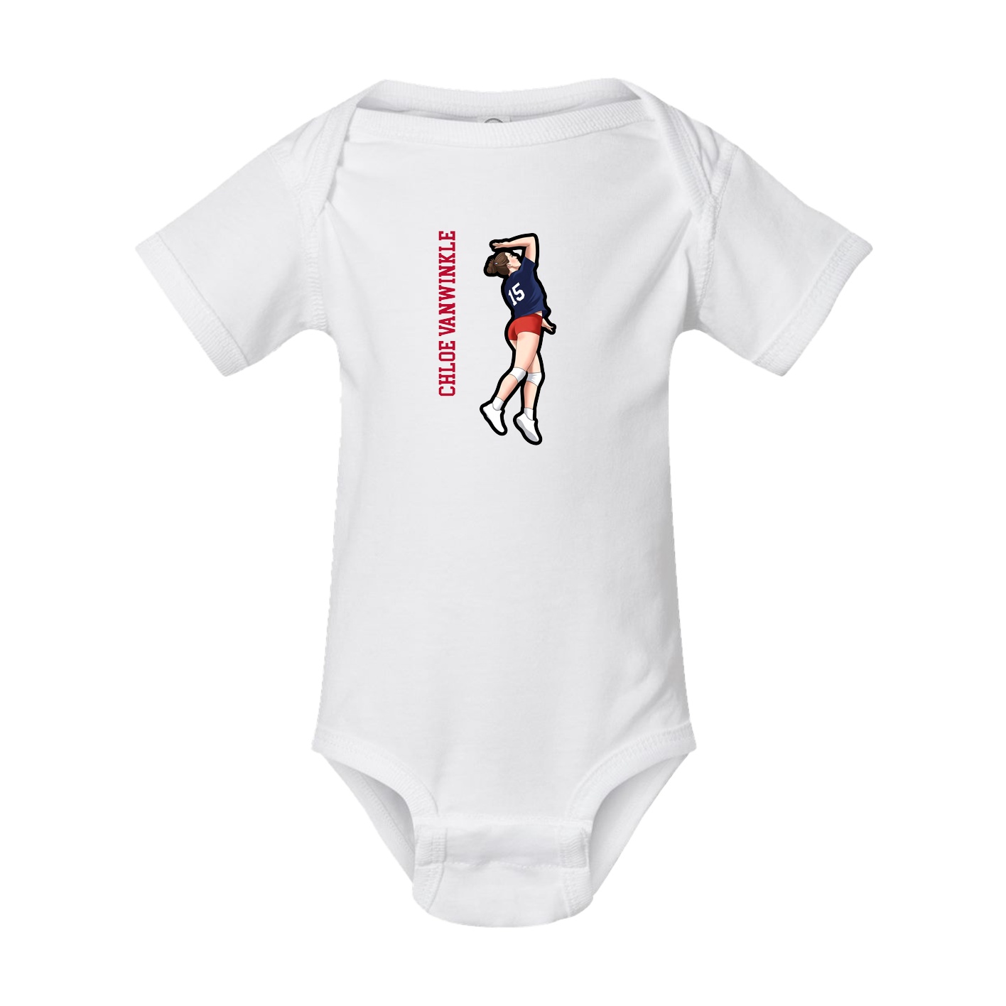 Baby Onesie — Name Vertical in White