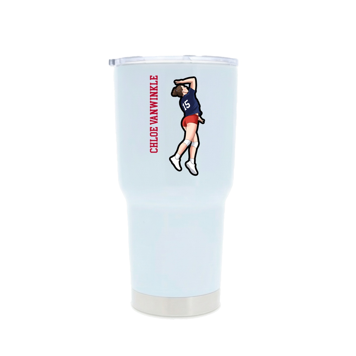 30oz Stainless Steel Tumbler — Name Vertical in White