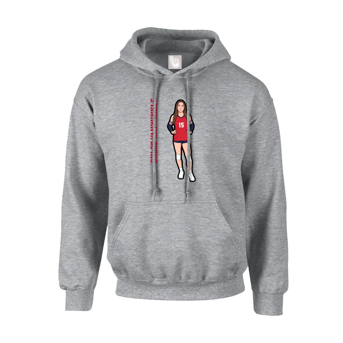 Youth Hoodie — Name Vertical in Grey
