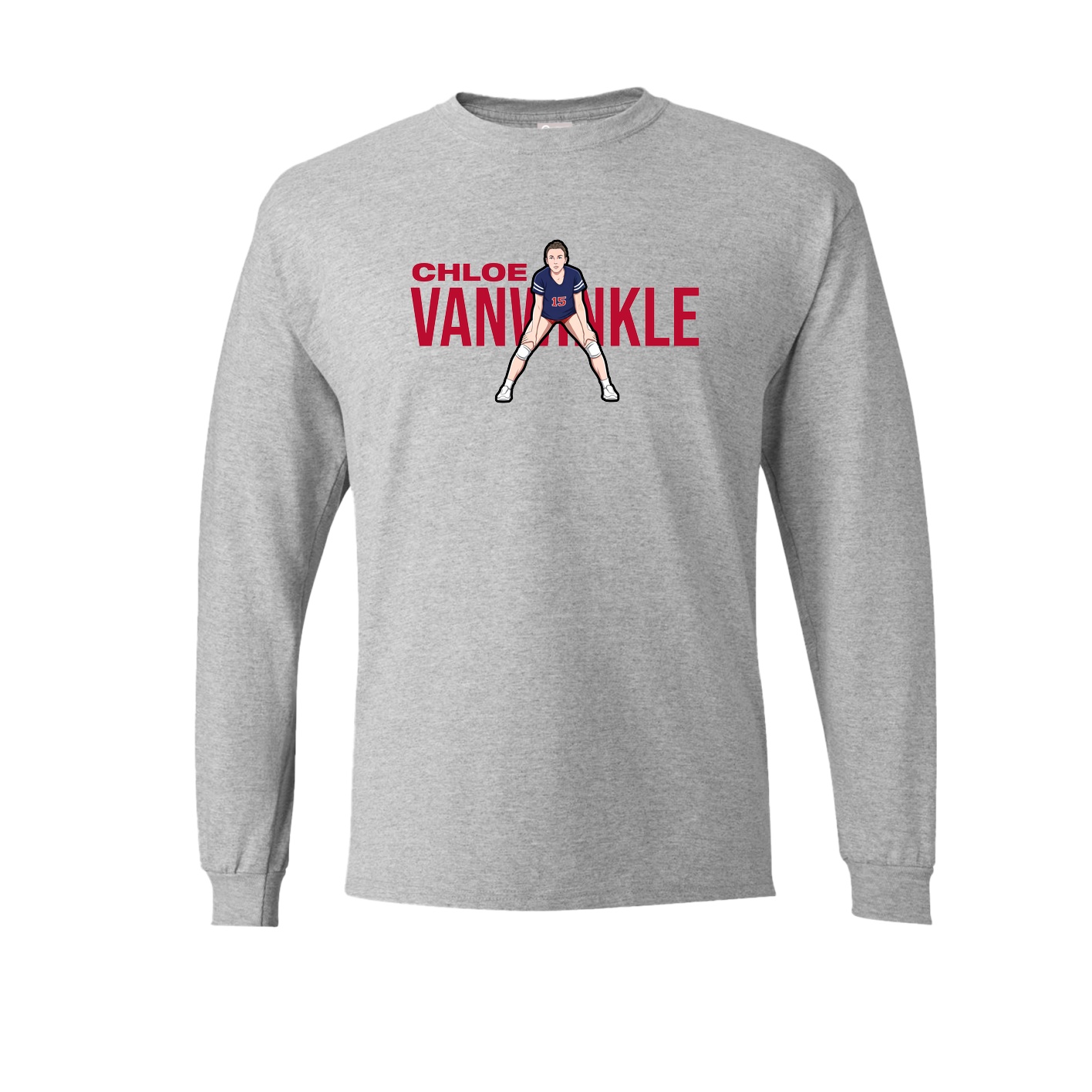 Long Sleeve Tee — Player Name in Grey