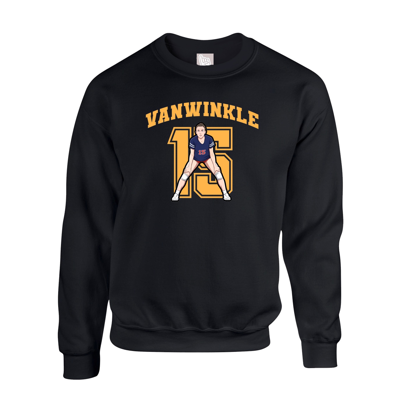 Fleece Crew — Number in Black