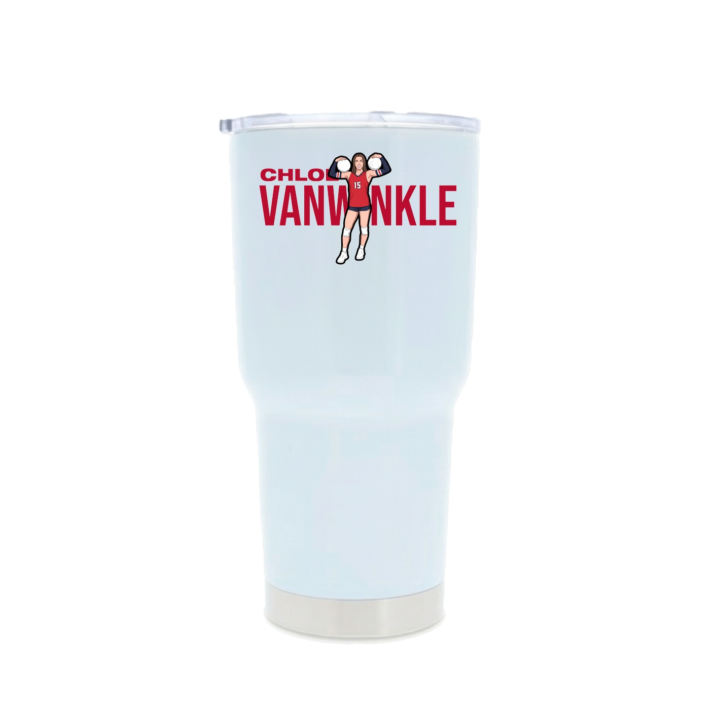 30oz Stainless Steel Tumbler — Player Name in White