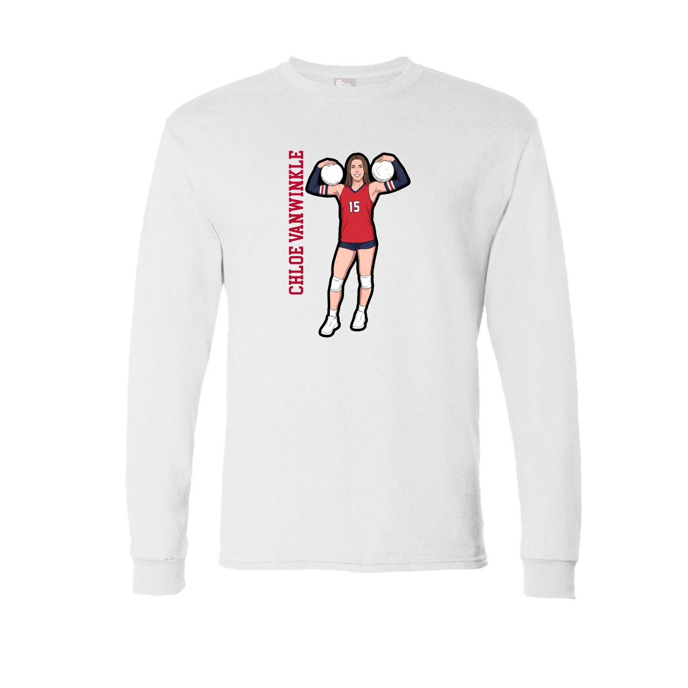 Long Sleeve Tee — Name Vertical in White