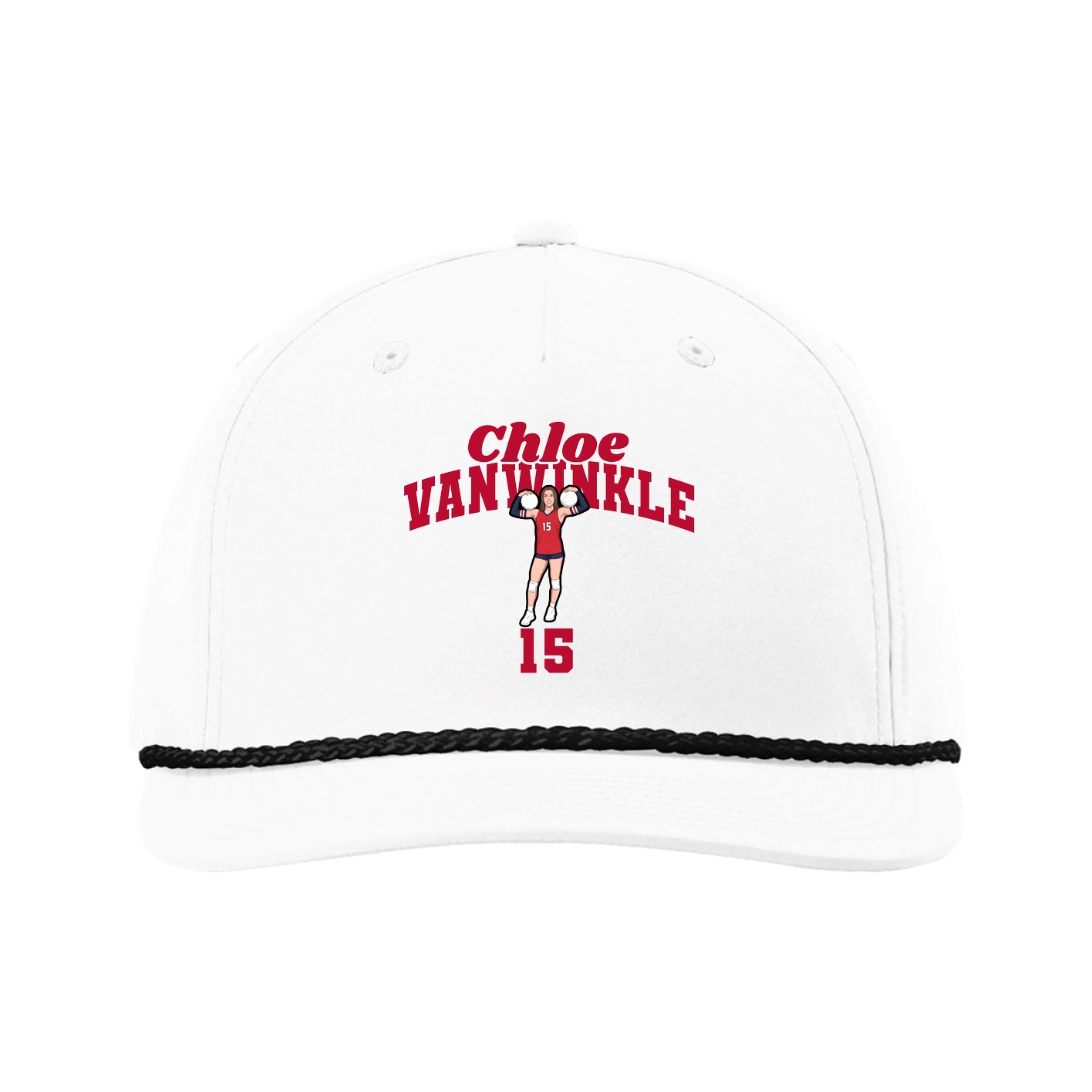 Five-Panel Classic Rope Cap — Signature Arch in White