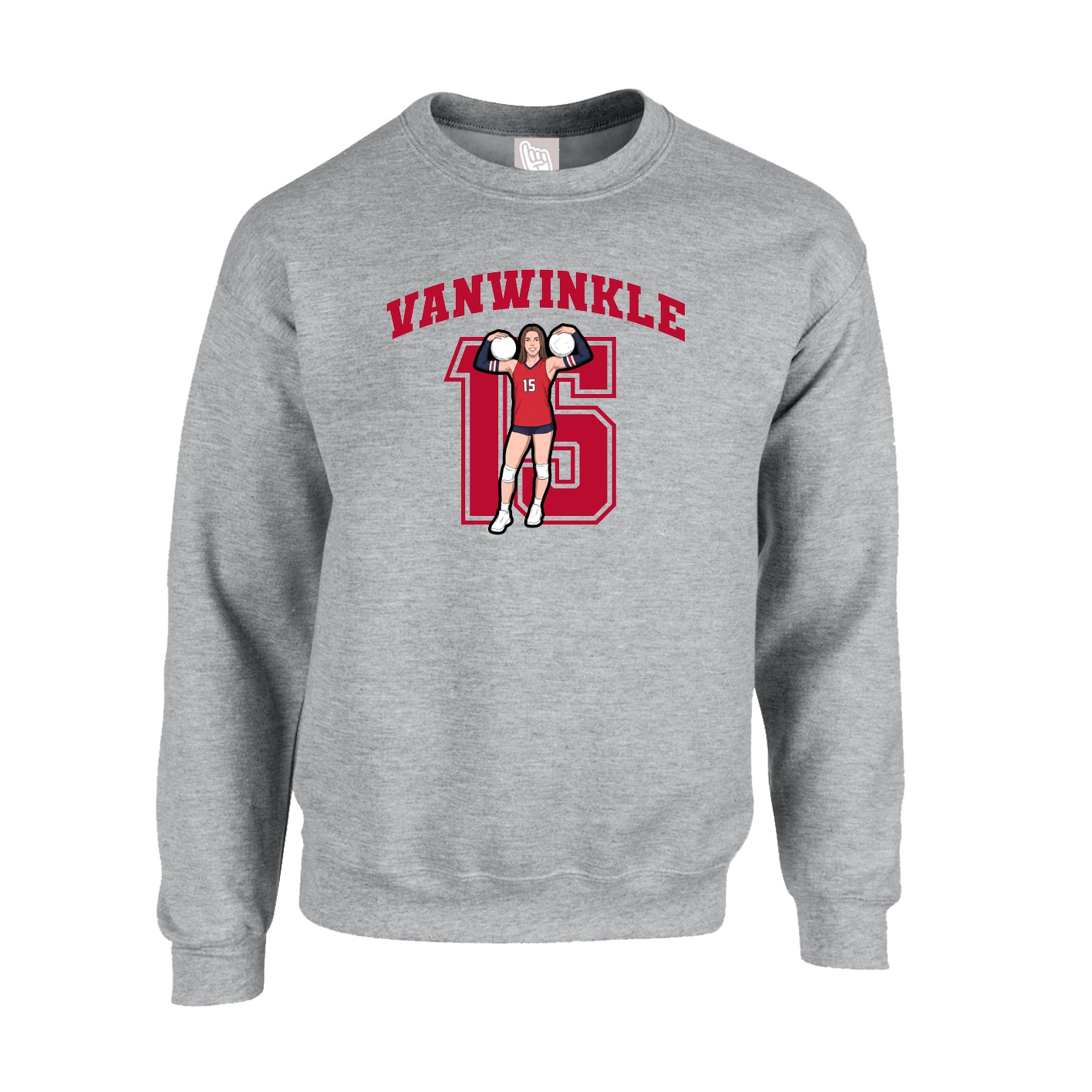 Fleece Crew — Number in Grey