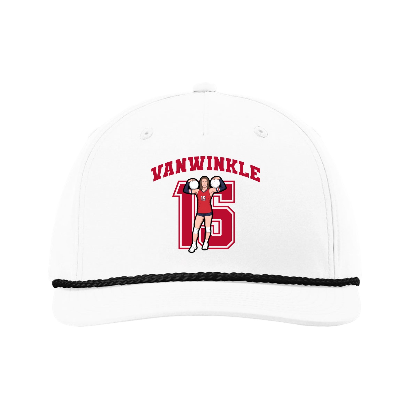 Five-Panel Classic Rope Cap — Number in White