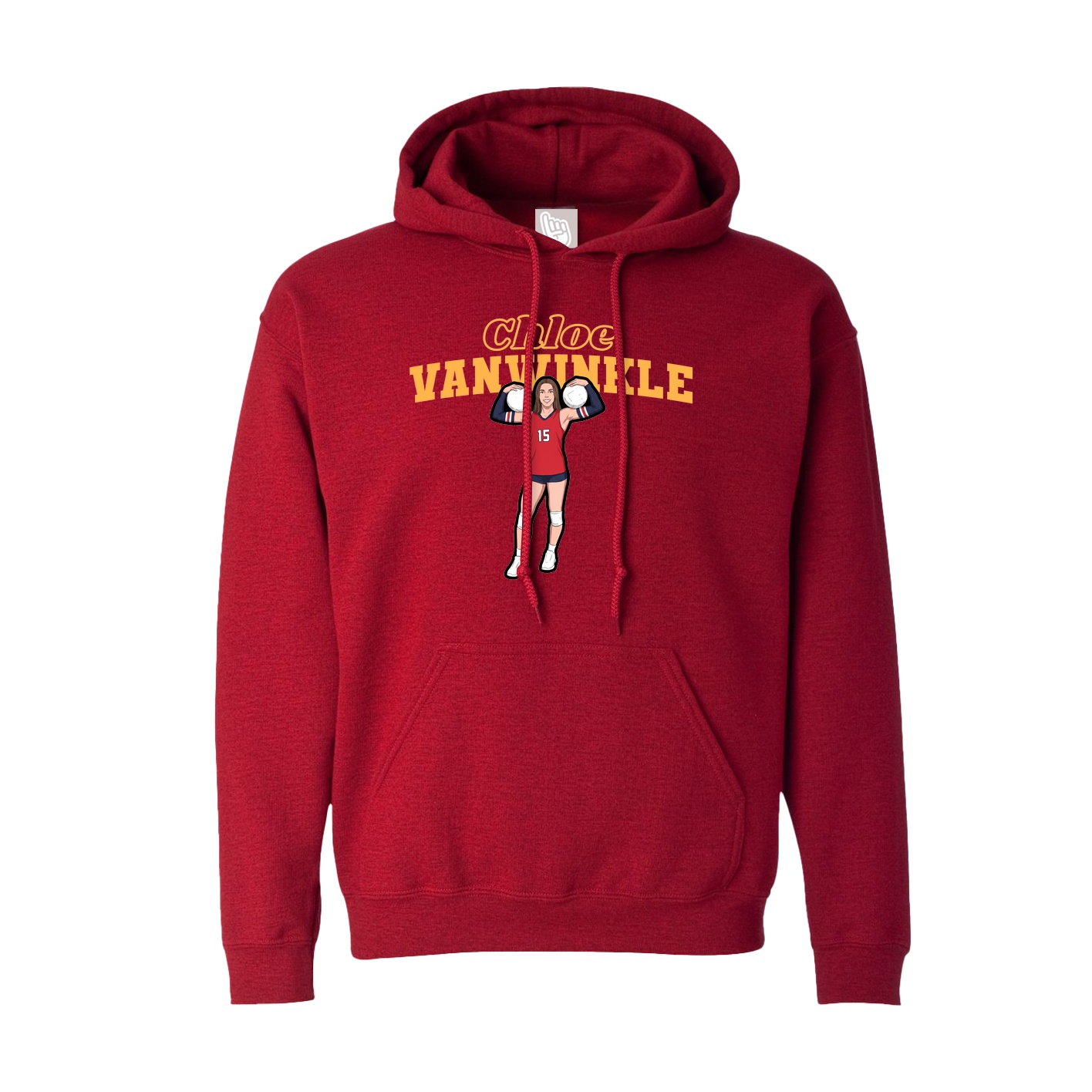 Hoodie — Name Arch in Crimson