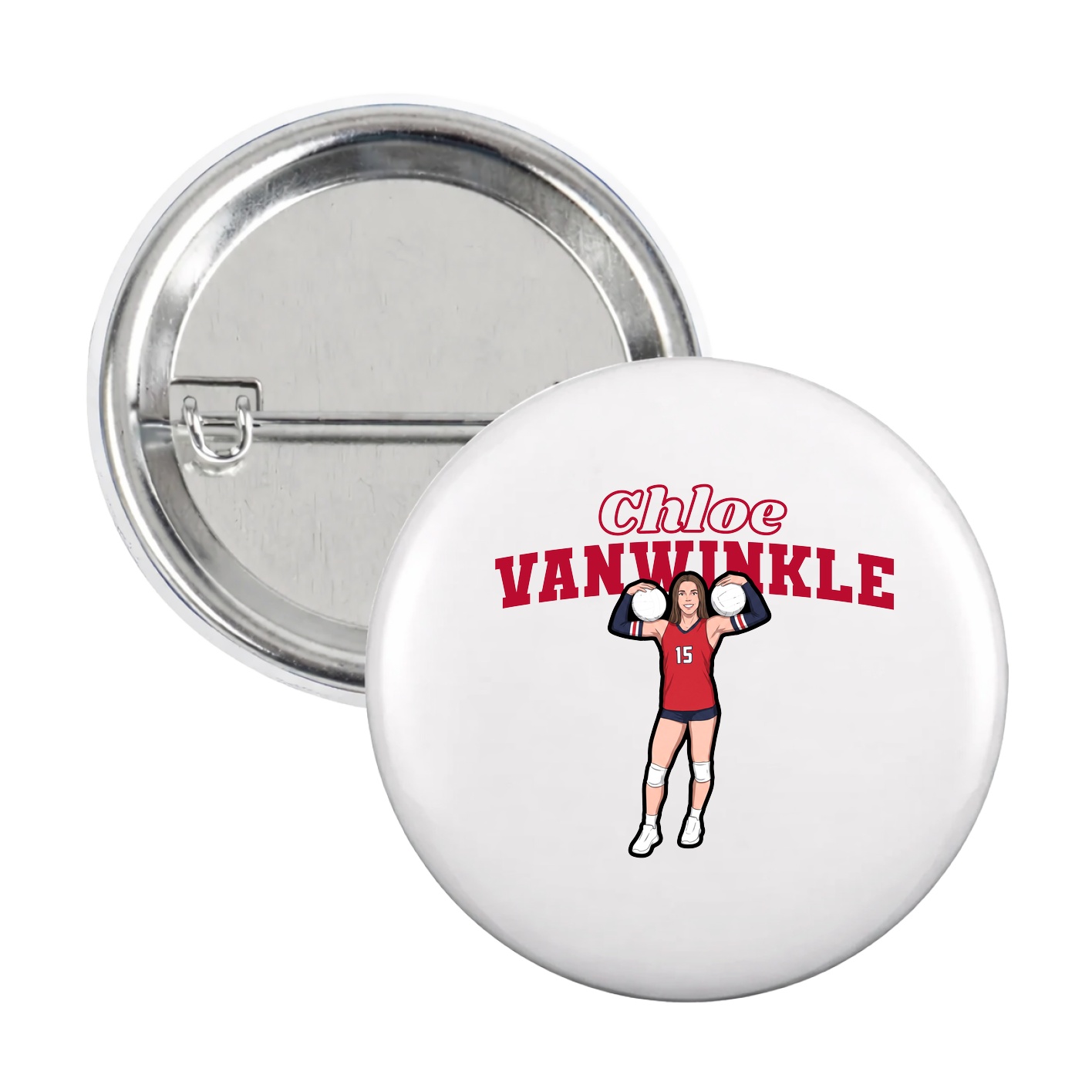 Game Day Button — Name Arch in White