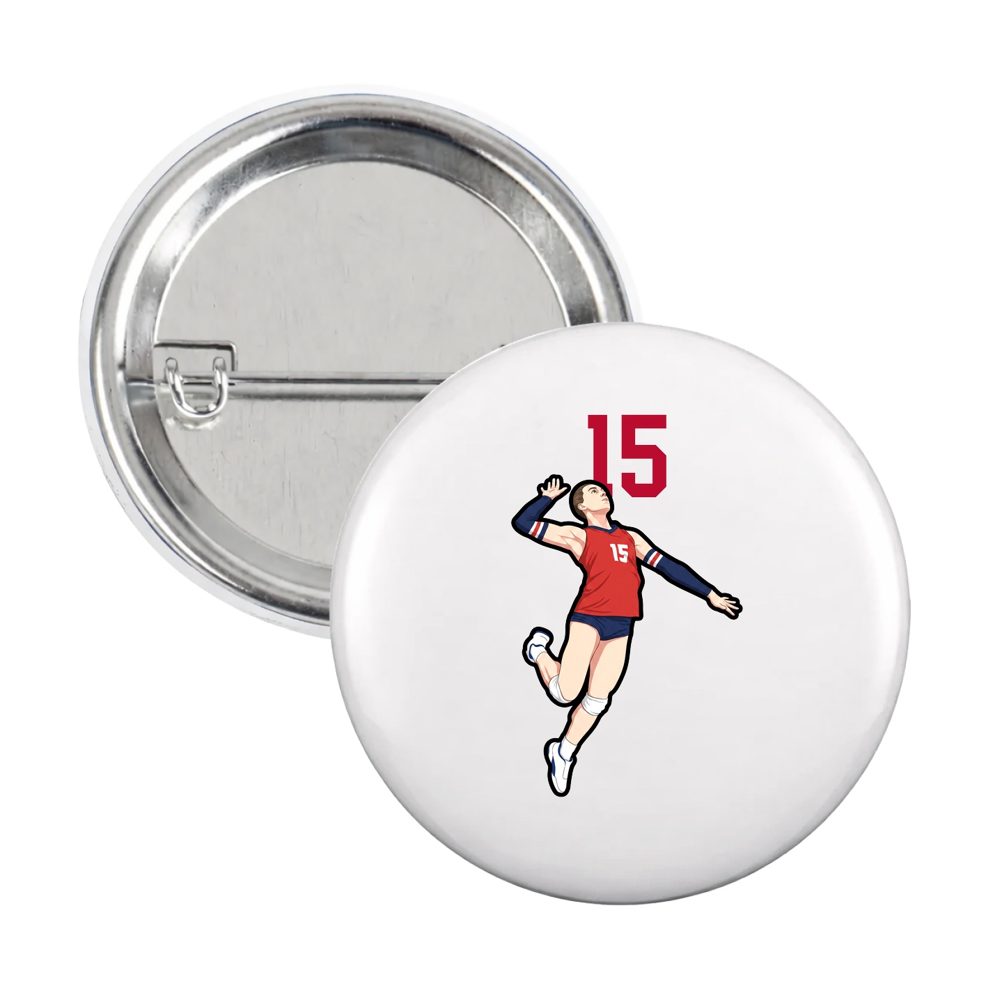 Game Day Button — Number Top in White
