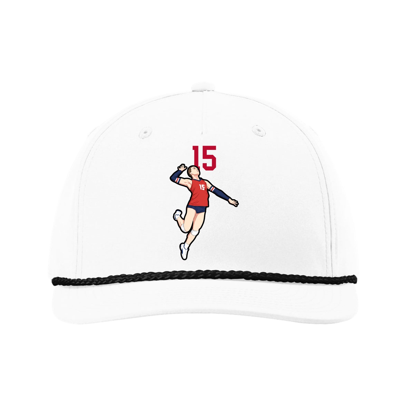 Five-Panel Classic Rope Cap — Number Top in White