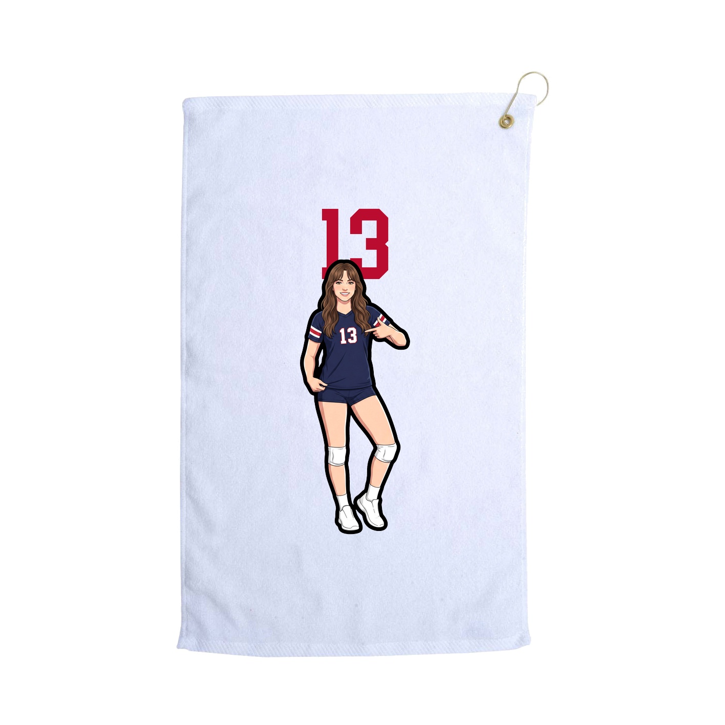 Golf Towel — Number Top in White