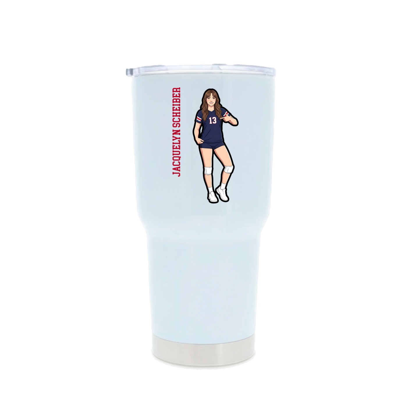 30oz Stainless Steel Tumbler — Name Vertical in White