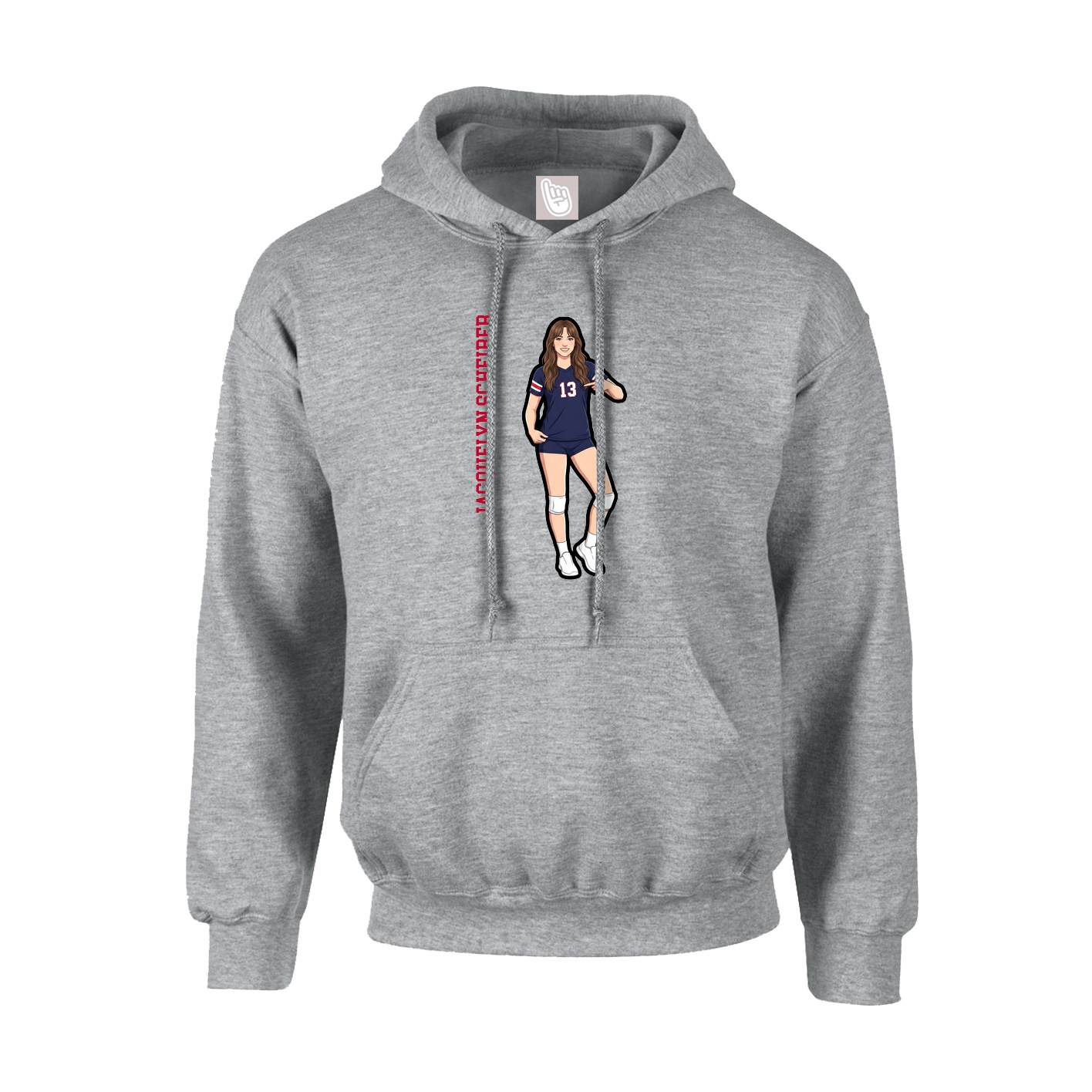 Youth Hoodie — Name Vertical in Grey