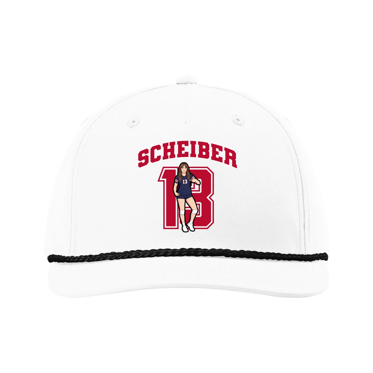 Five-Panel Classic Rope Cap — Number in White